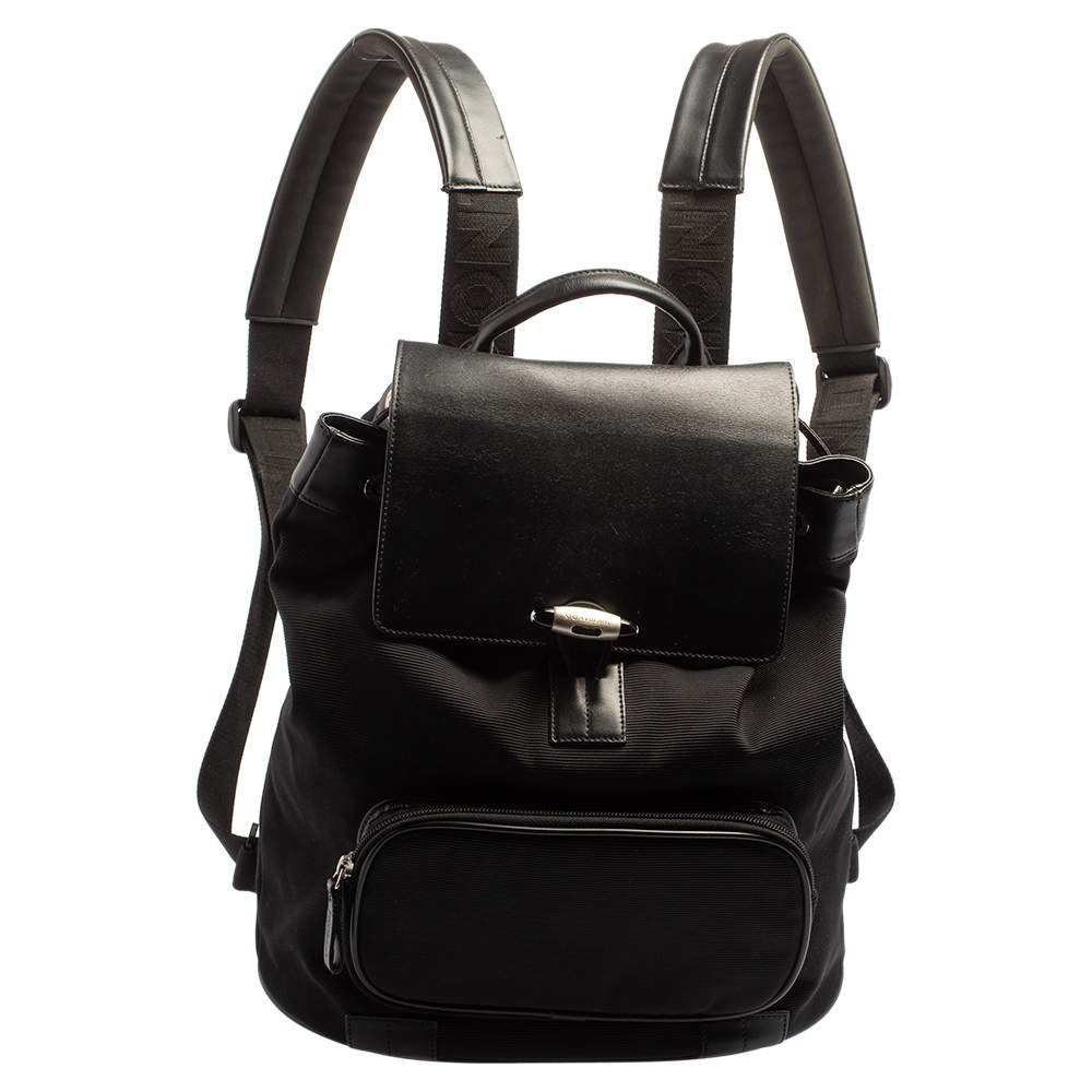 Montblanc Black Nylon and Leather Drawstring Flap Backpack Montblanc ...