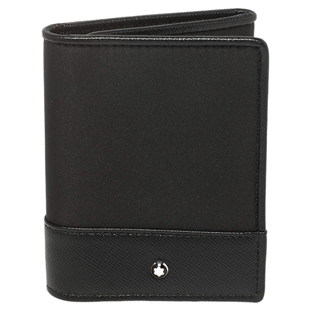Pre Owned Montblanc Black Nylon and Leather Trifold Wallet