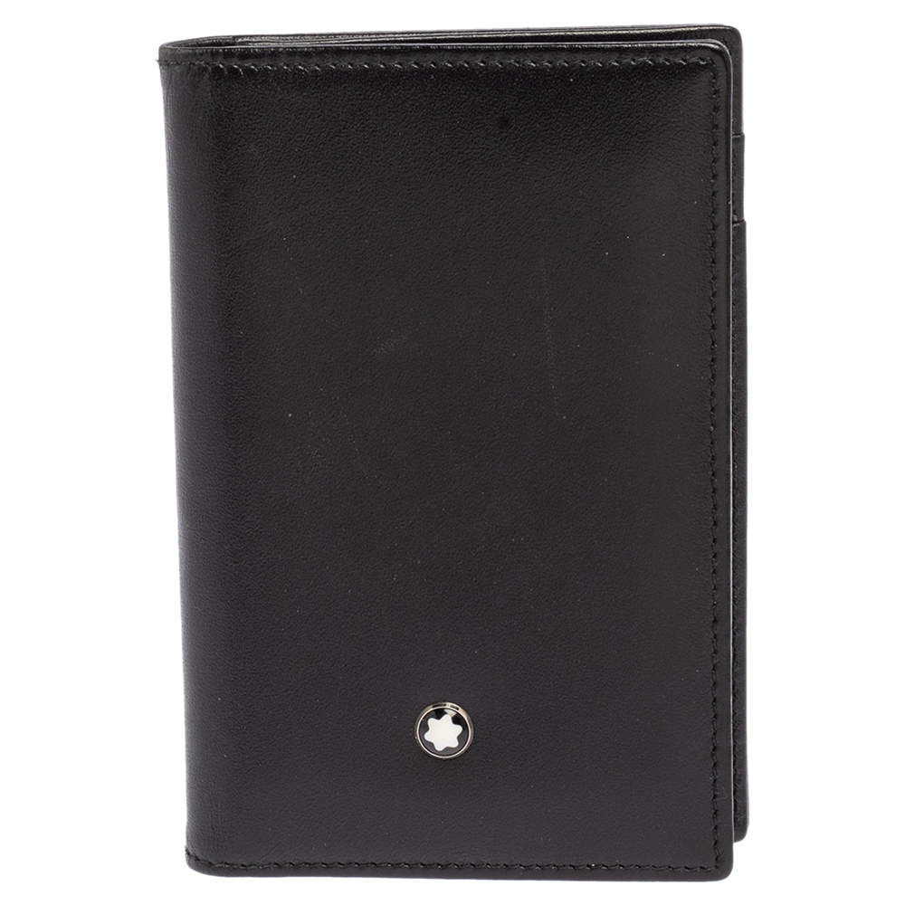 Pre Owned حافظة بطاقات عمل مون بلان ايسترستوك جلد أسود