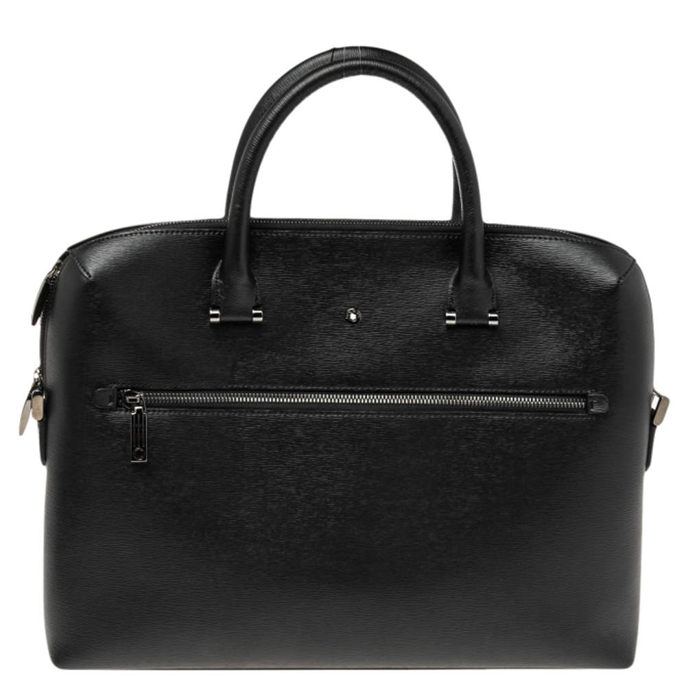 Pre Owned Montblanc Black Leather 4810 Westside Slim Document Briefcase