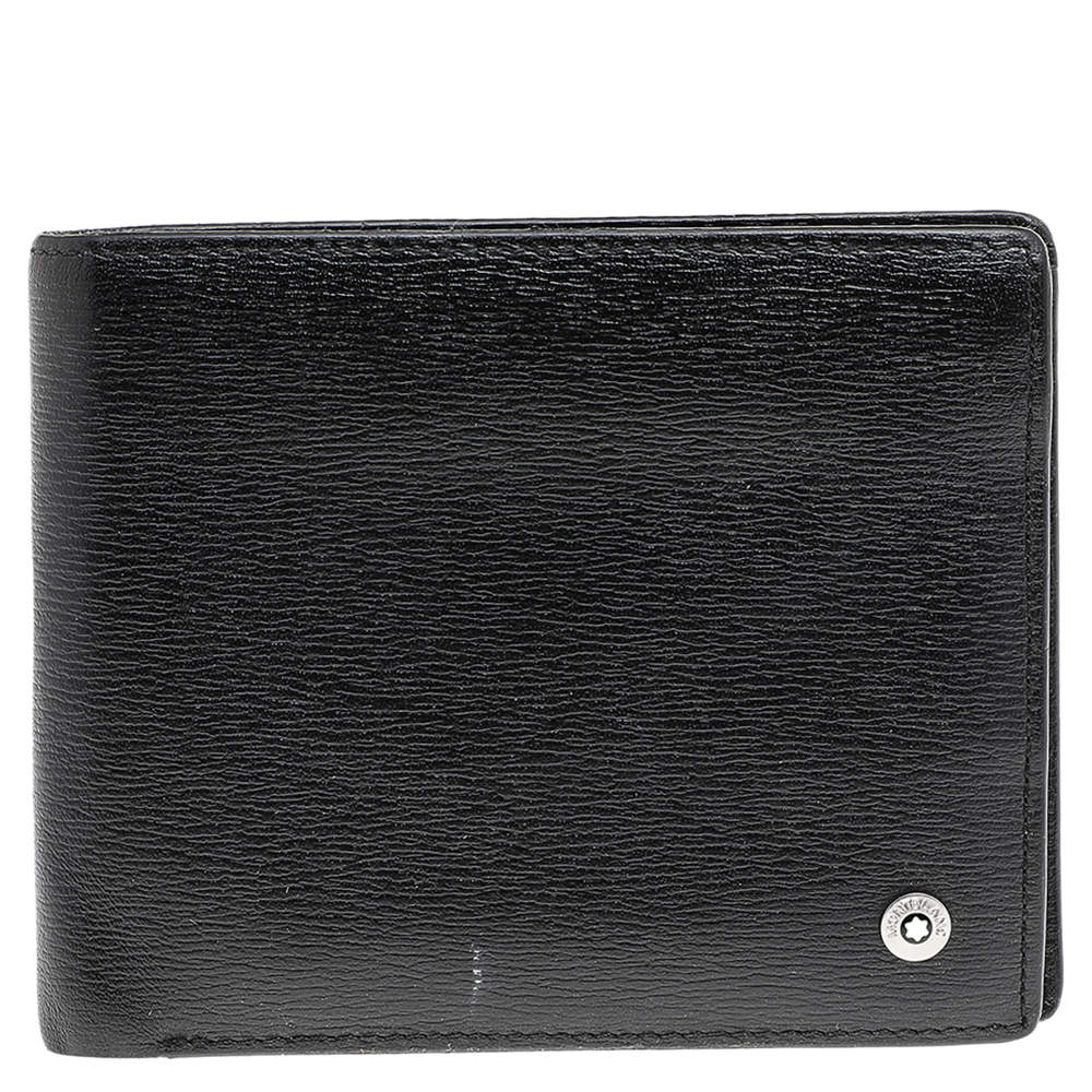 Pre Owned Montblanc Black Leather Westside Bifold Wallet 