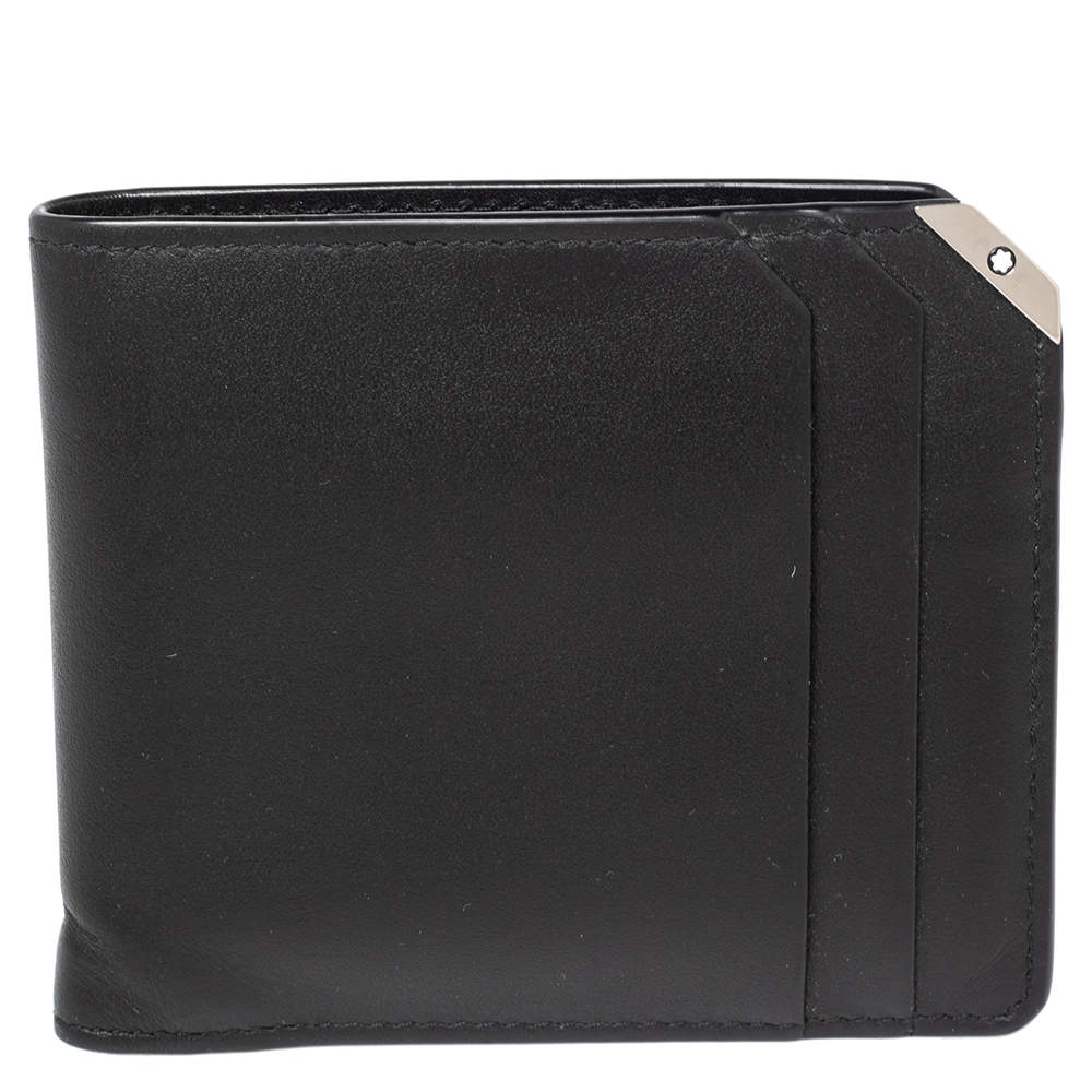 Pre Owned محفظة مون بلان اوربان جلد أسود ثنائية الطية