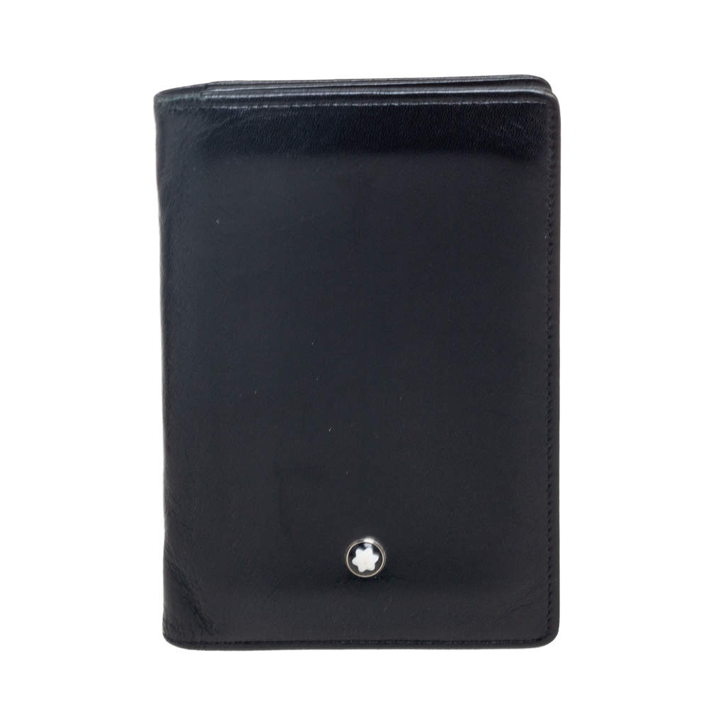Pre Owned Montblanc Black Leather Meisterstuck Business Card Case