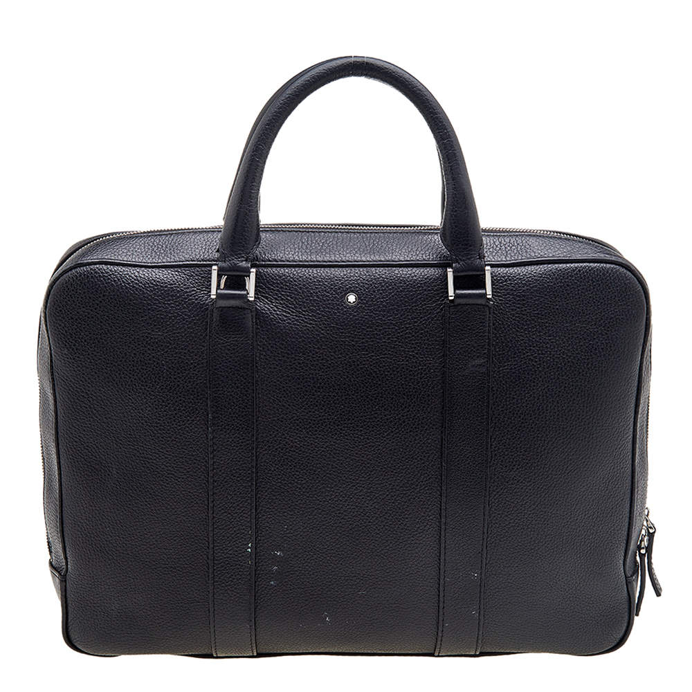 Pre Owned Montblanc Black Soft Grained Leather Meisterstück Document Briefcase
