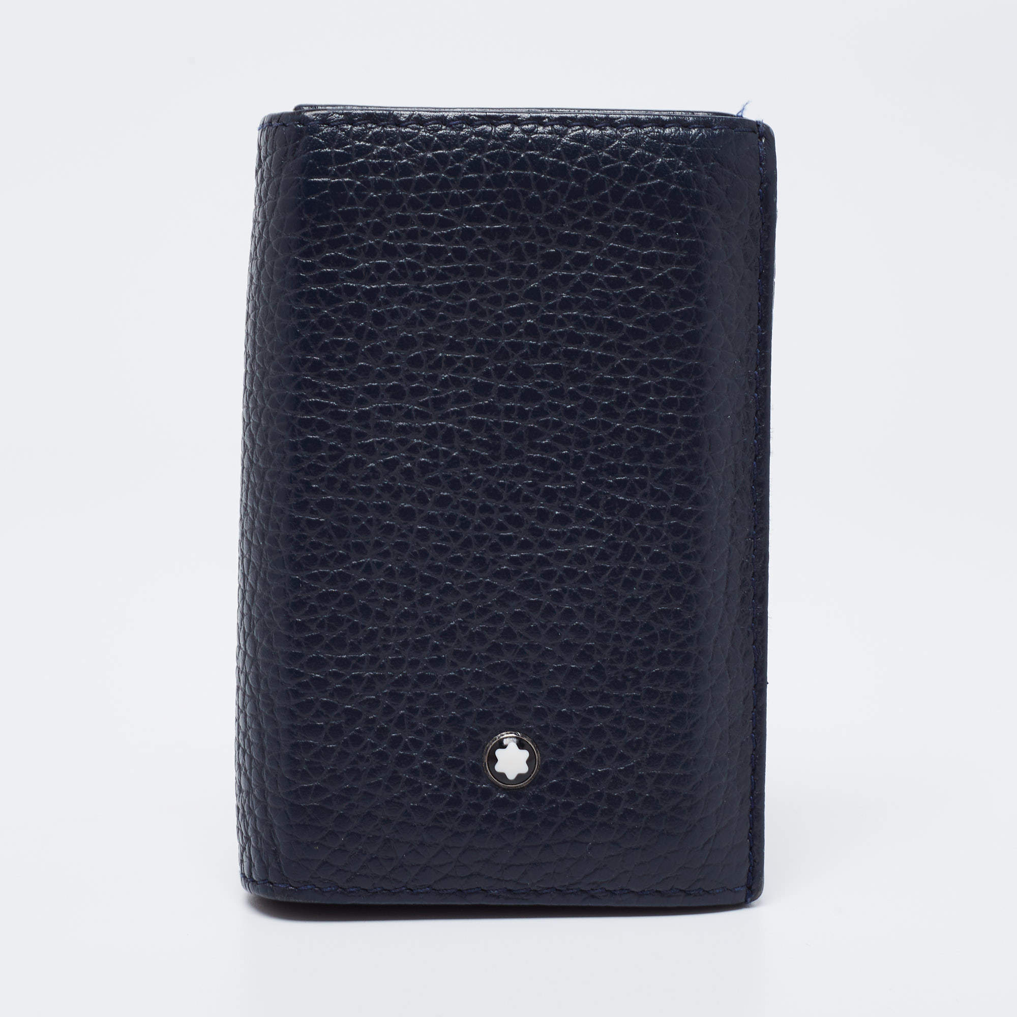 Pre Owned Montblanc Dark Blue Leather Meisterstuck Business Card Holder