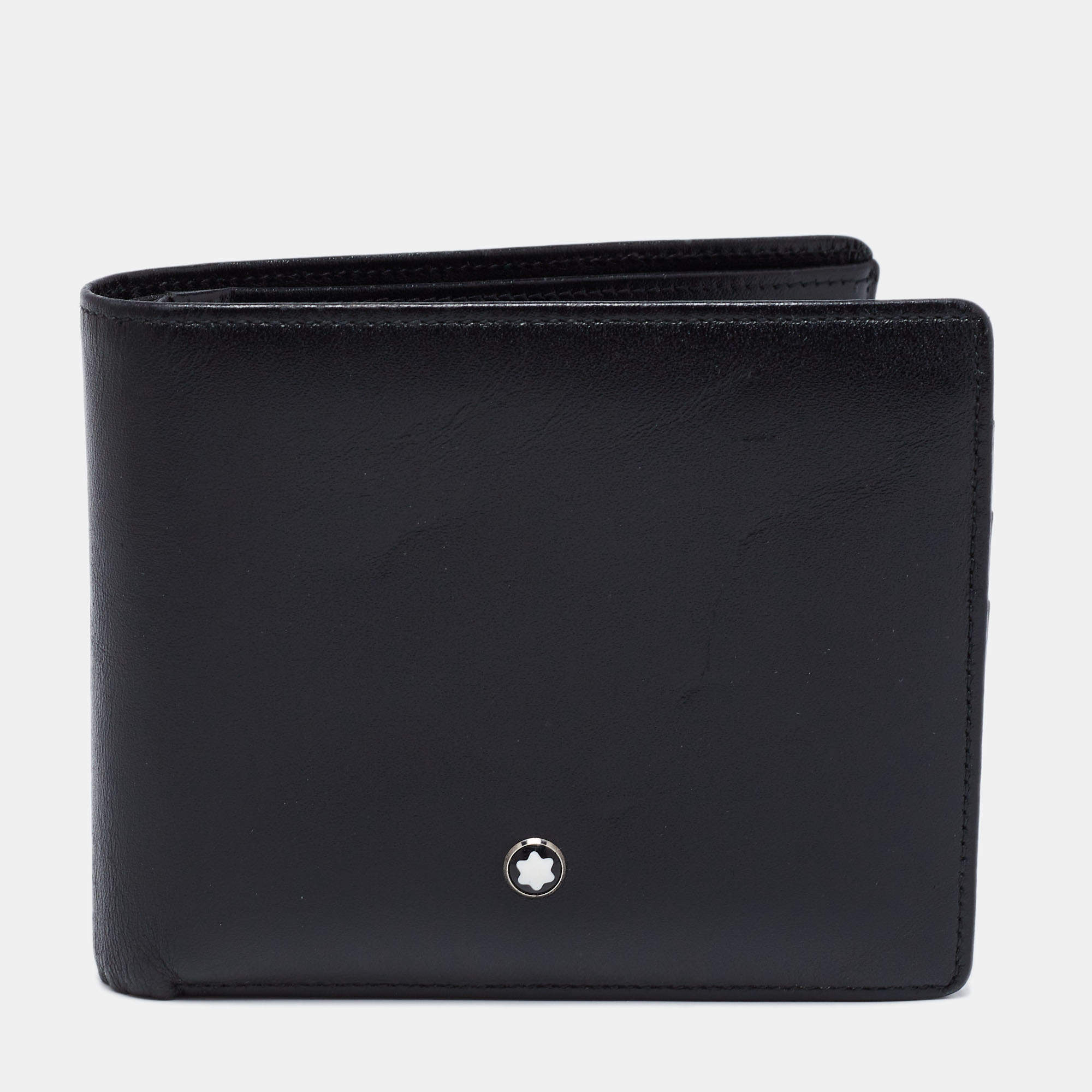 Pre Owned Montblanc Black Leather Meisterstuck 12CC Bifold Wallet