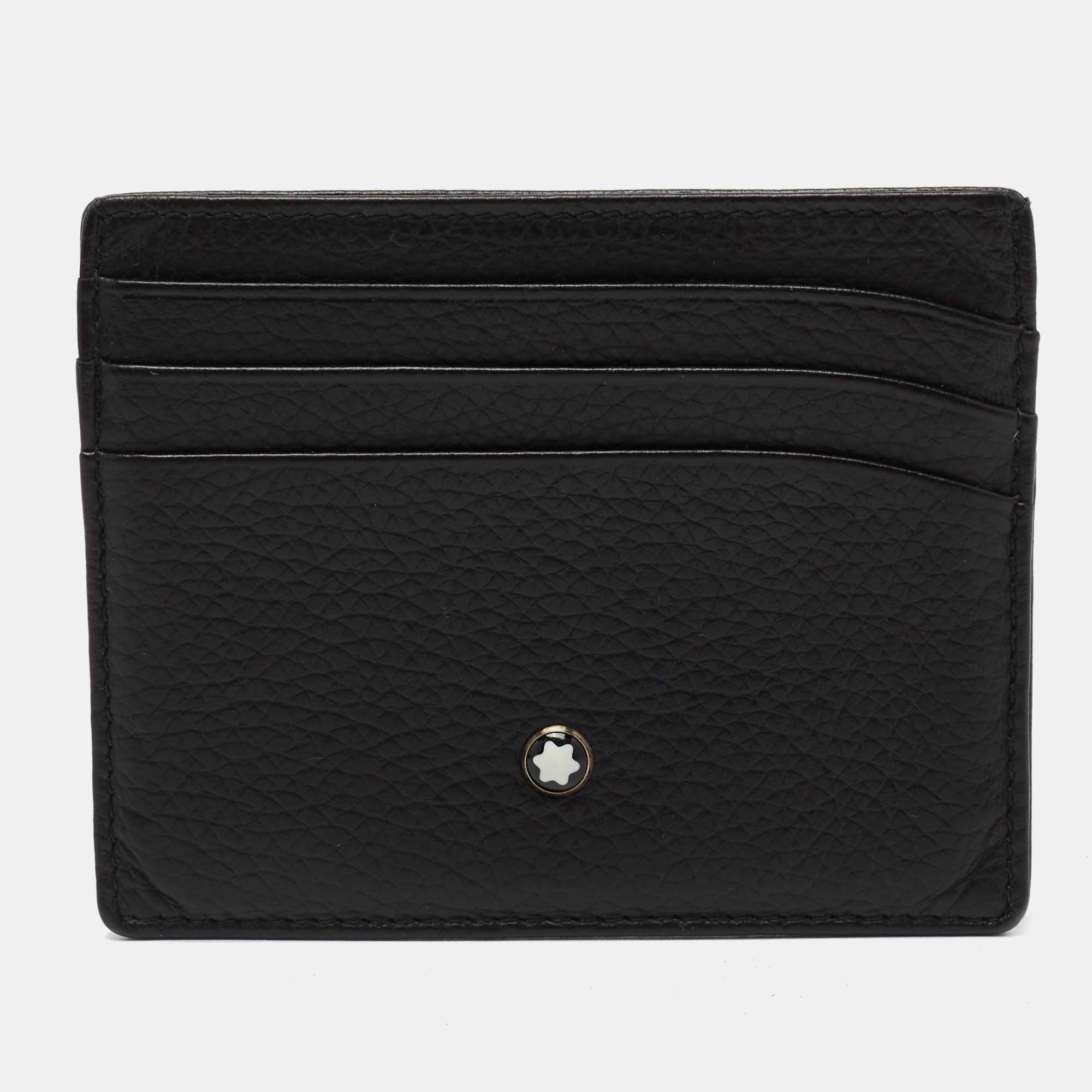 Pre Owned Montblanc Black Leather Meisterstuck Card Holder 6CC