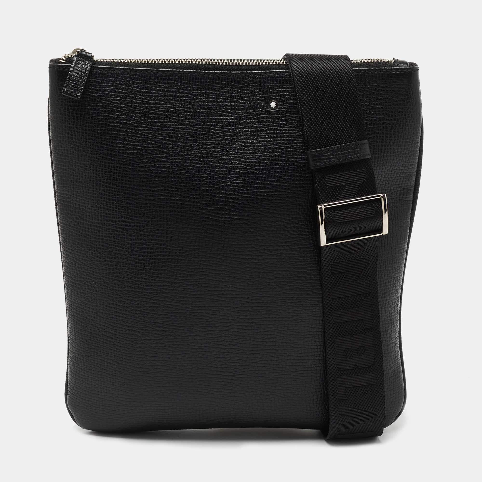 Montblanc Black Leather Messenger Bag