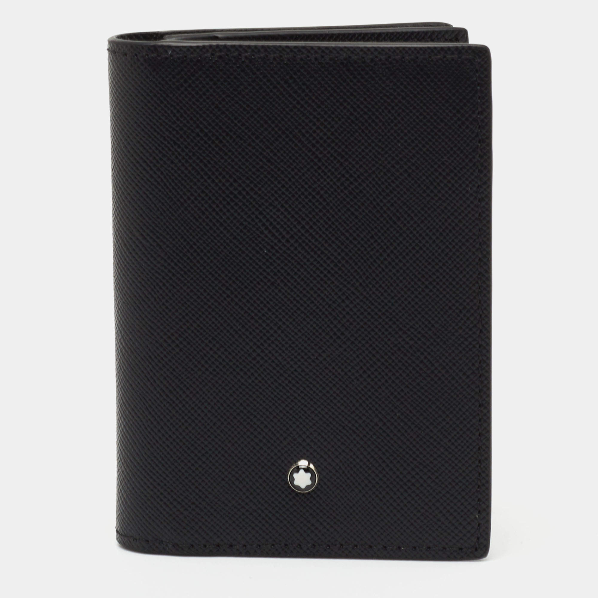 Pre Owned Montblanc Black Leather Meisterstuck Gusset Business Card Holder