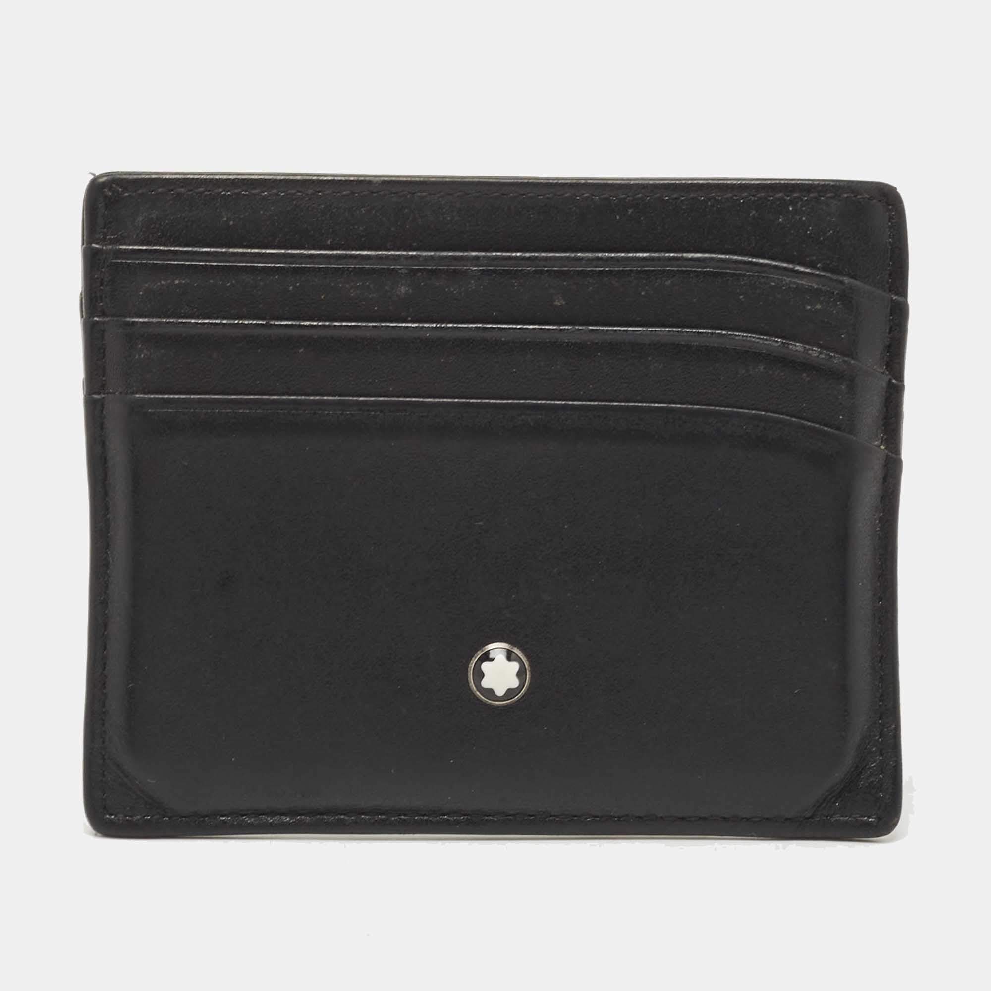 Pre Owned Montblanc Black Leather Meisterstuck Card Holder 6CC