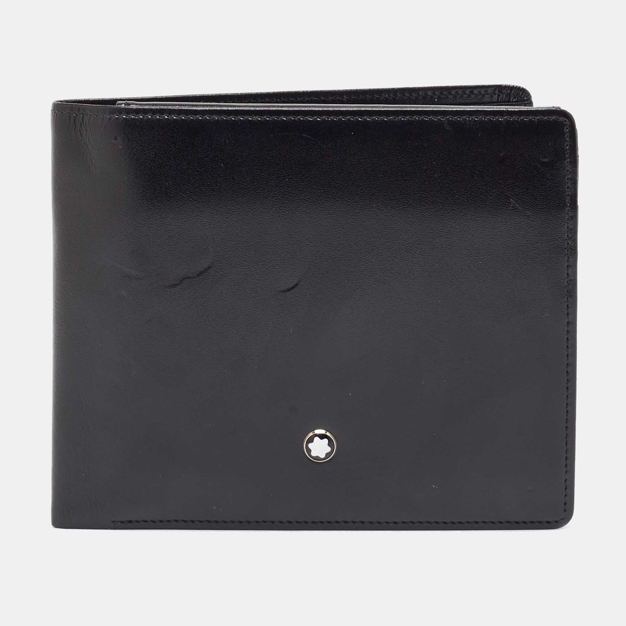 Pre Owned Montblanc Black Leather Meisterstuck Bifold Wallet