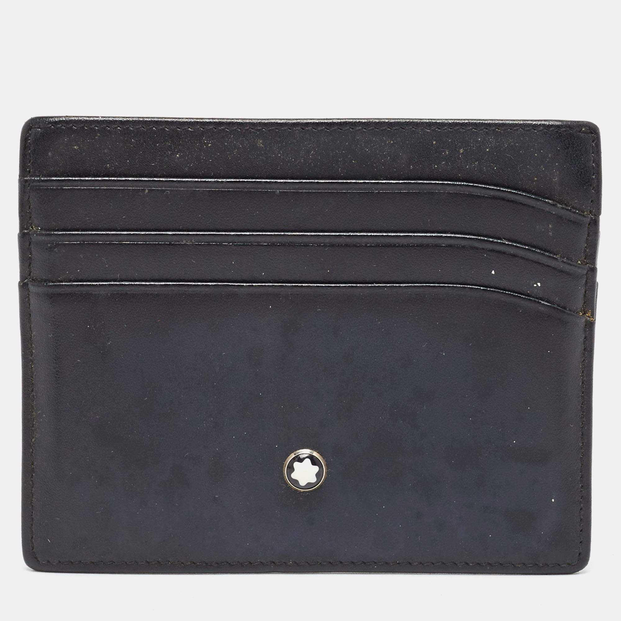 Pre Owned Montblanc Black Leather Meisterstuck Card Holder 6CC
