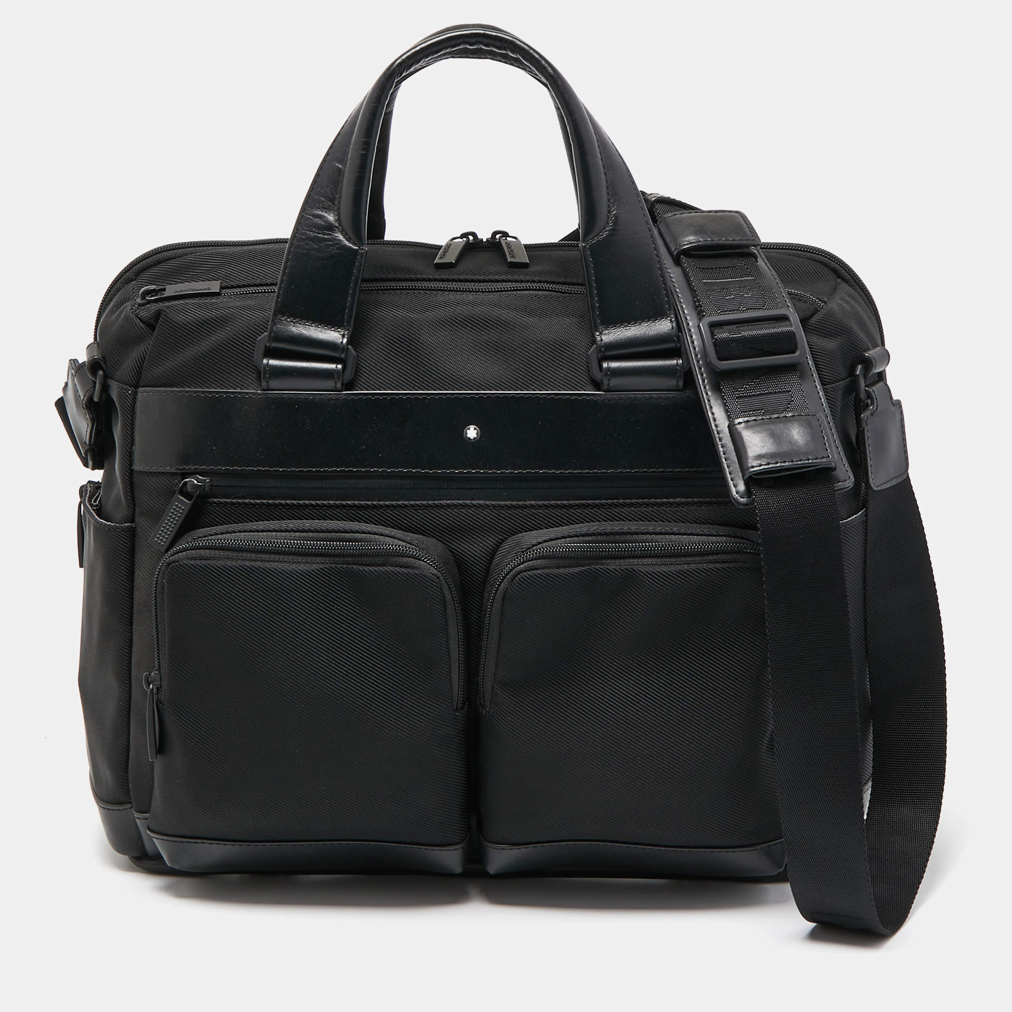 Montblanc Black Nylon and Leather Nightflight Document Case