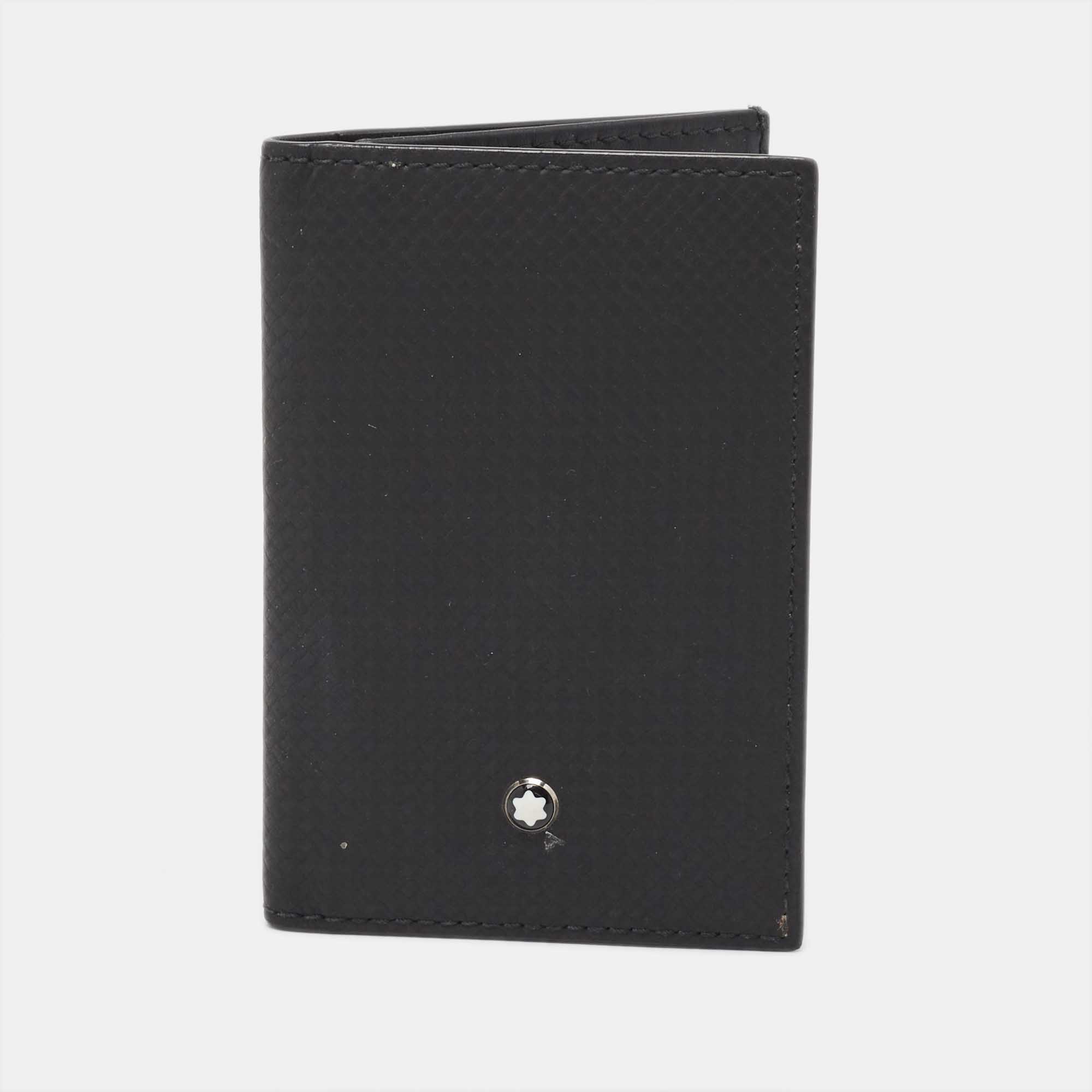 Pre Owned Montblanc Black Leather Business Card Holder