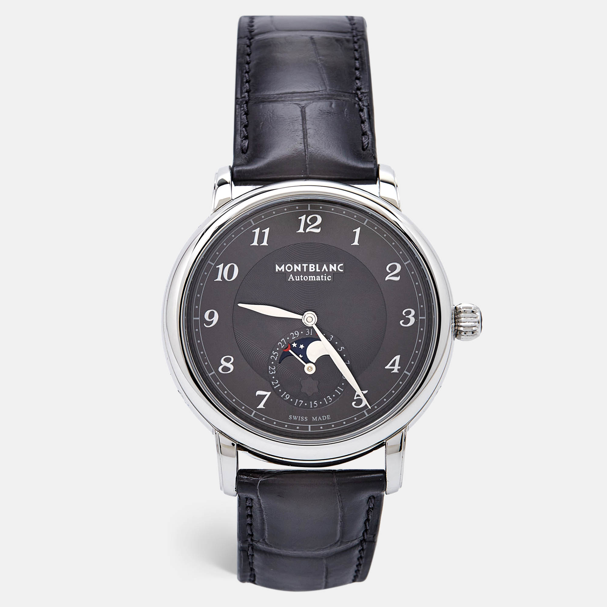 Montblanc Slate Grey Stainless Steel Sfumato Alligator Leather Star Legacy 118518 Men's Wristwatch 42 mm