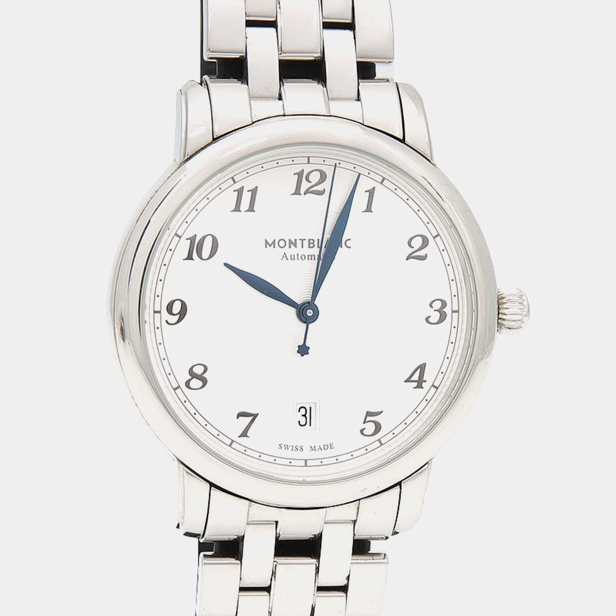 Pre Owned Montblanc Star Legacy Automatic White Stainless Steel Men's Wristwatch 38 mm