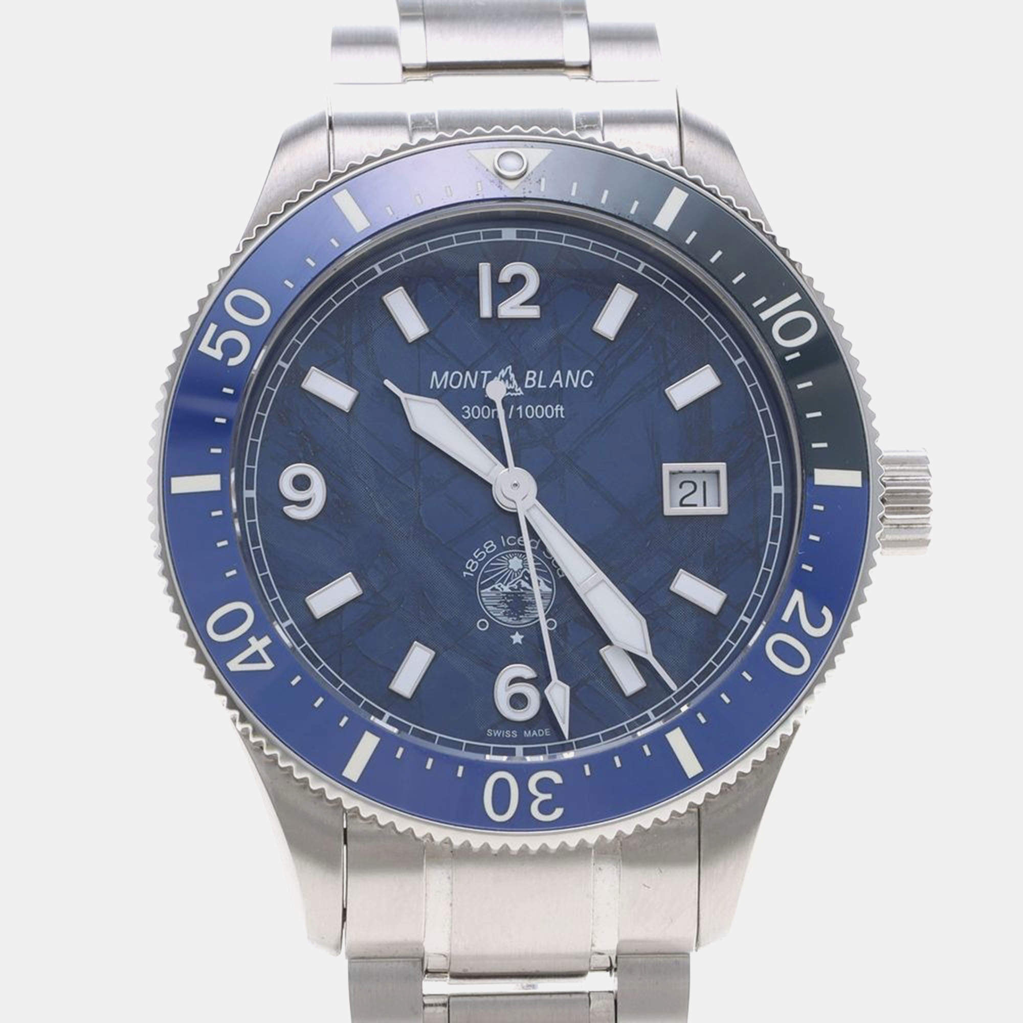 Pre Owned Montblanc 1858 Iced Sea 129369 Automatic Stainless Steel Men's Wristwatch 42 mm
