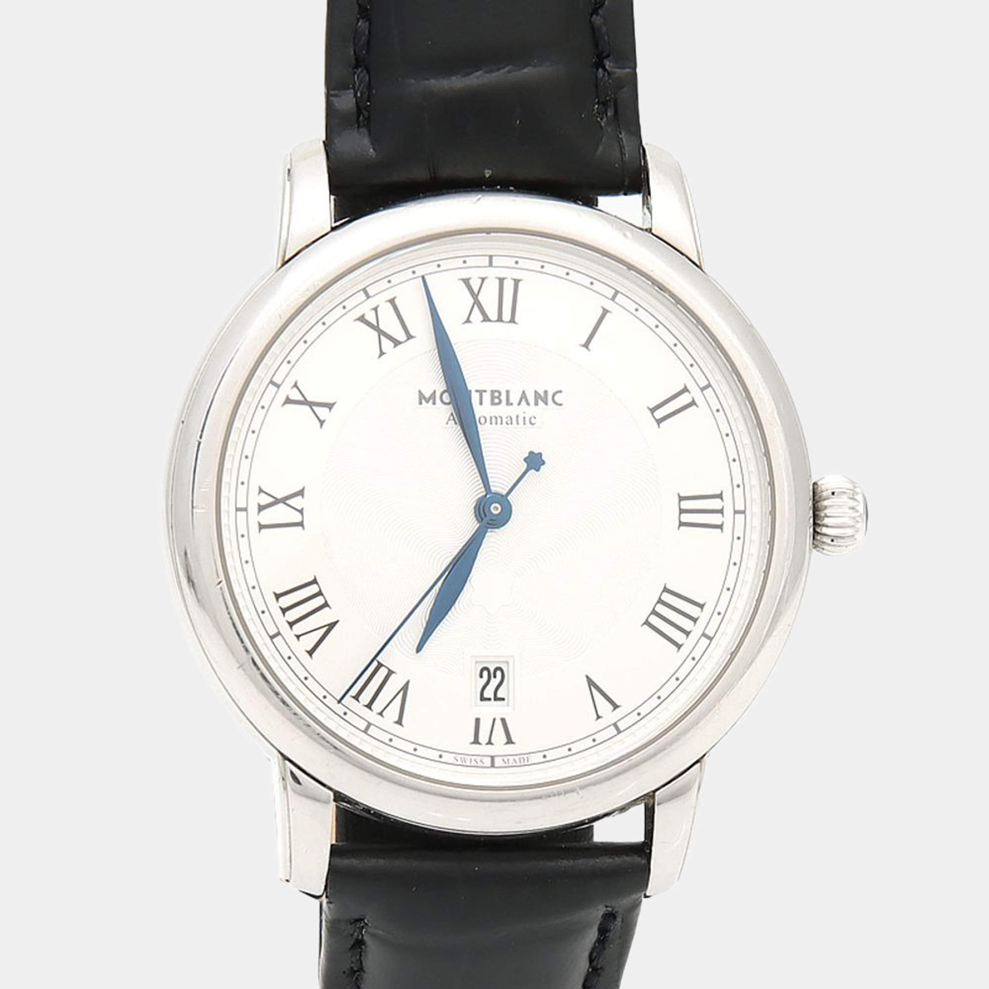 Pre Owned ساعة يد رجالية مون بلان ستار ستانلس ستيل أوتوماتيك 39 مم