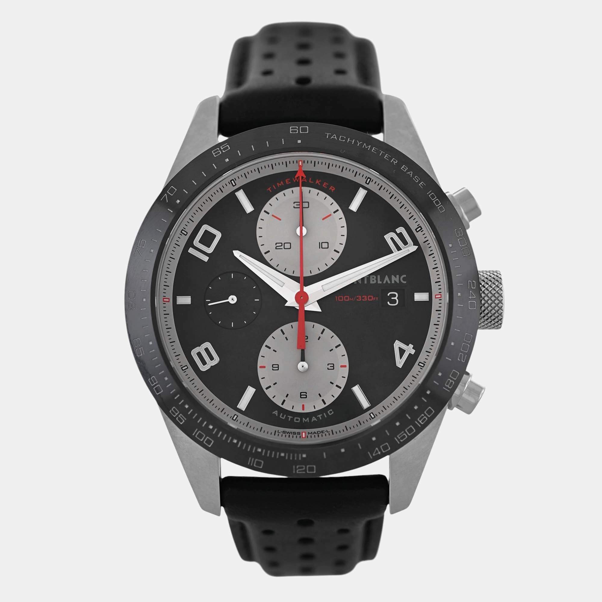 Pre Owned Montblanc Timewalker 119941 Automatic Stainless Steel Men's Wristwatch 41mm