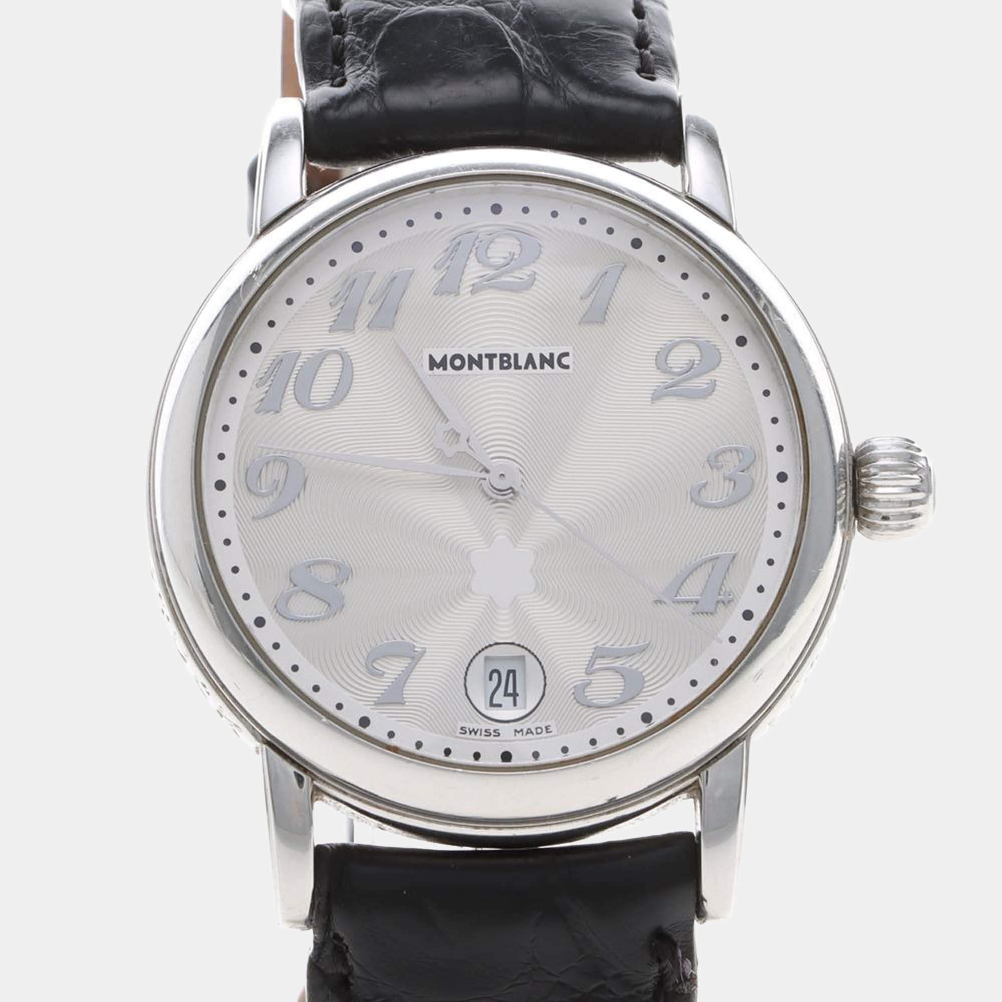 Pre Owned Montblanc Star 7042 Automatic Silver Stainless Steel Men's Wristwatch 36mm