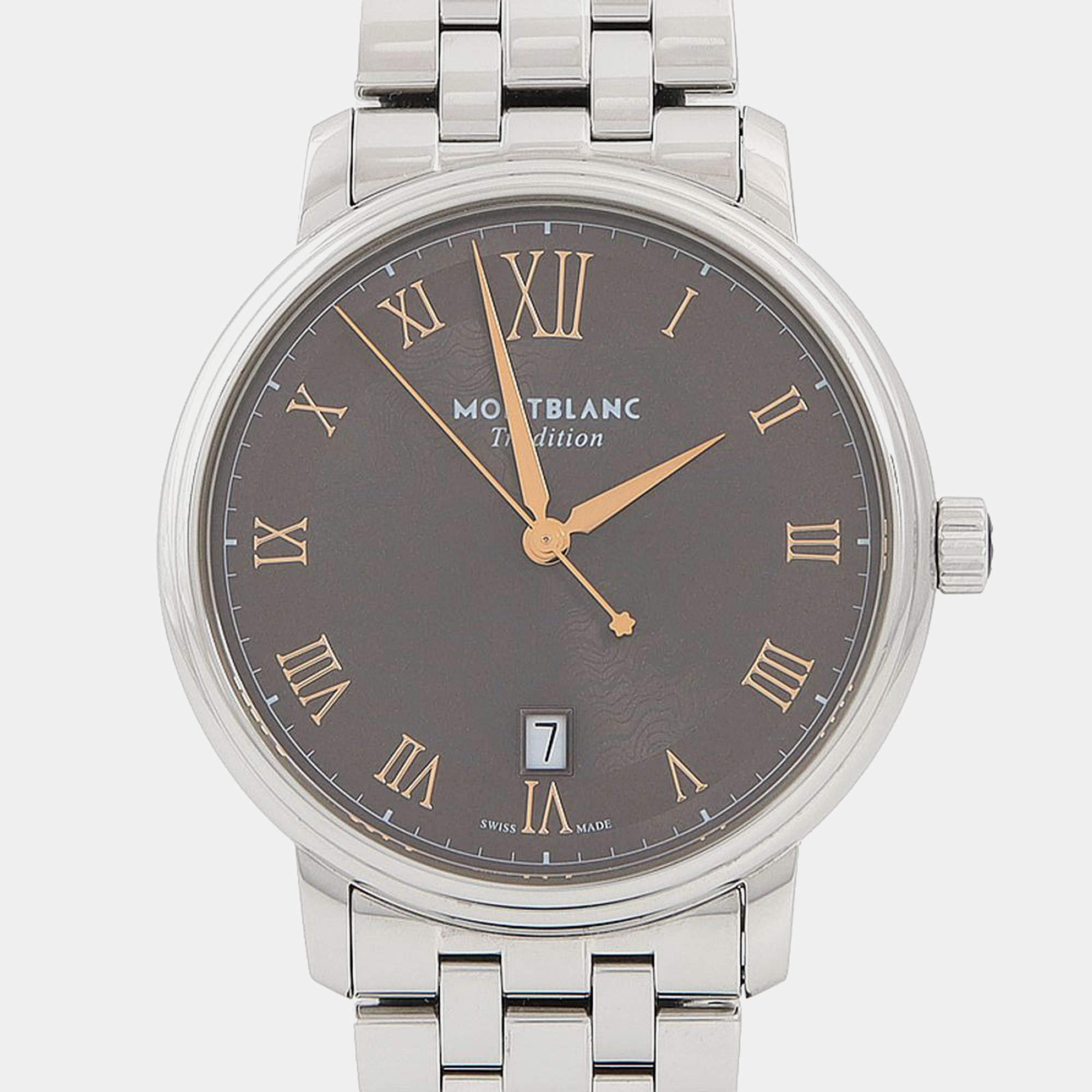 Pre Owned Montblanc Tradition 132433 Automatic Stainless Steel Men's Wristwatch 40mm