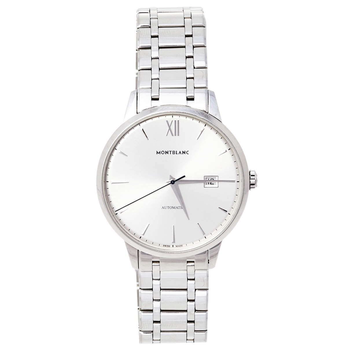 Montblanc Silver Stainless Steel Heritage Meisterstuck 7325 Men's Wristwatch 40 mm