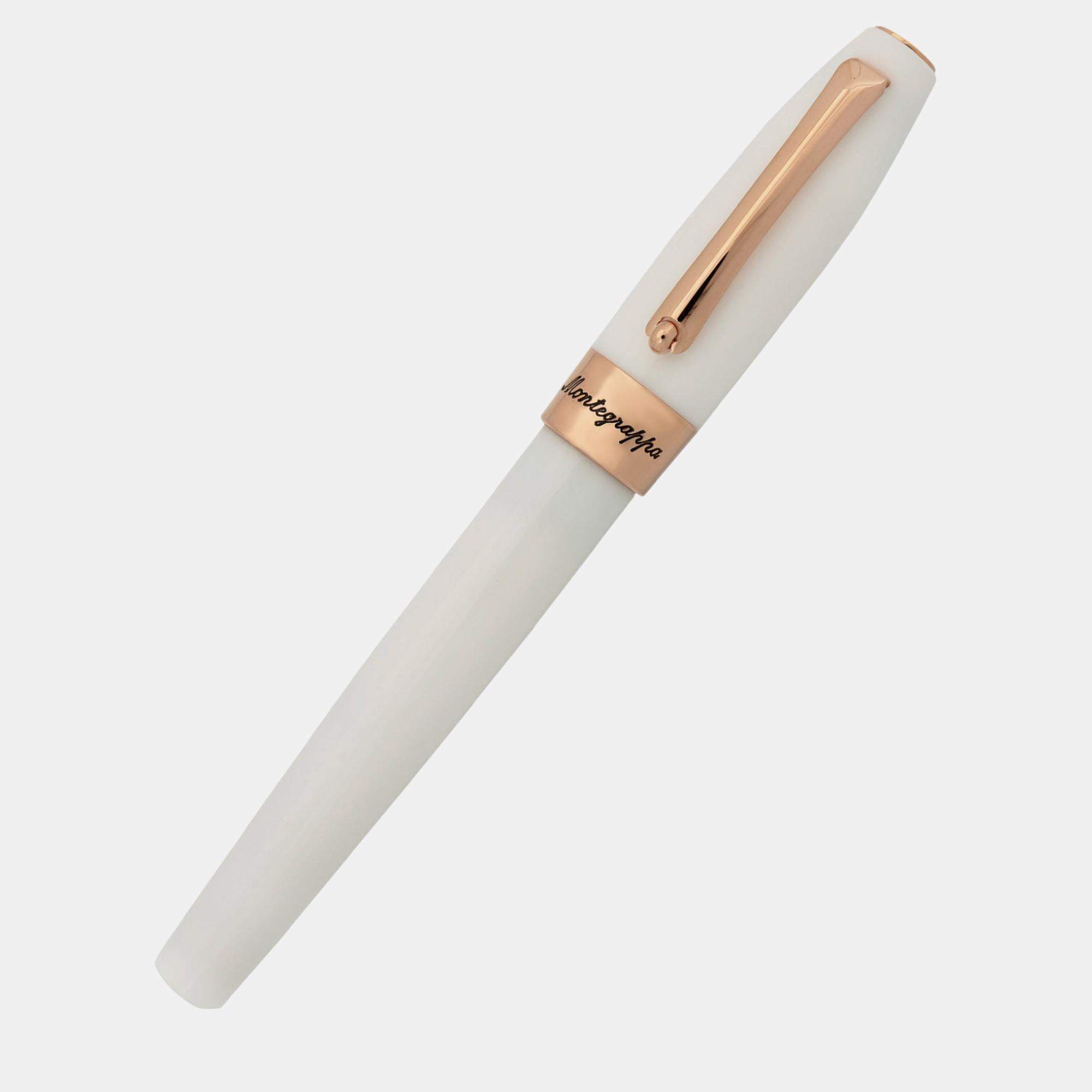 Montegrappa Fortuna White with Rose Trim Rollerball Pen