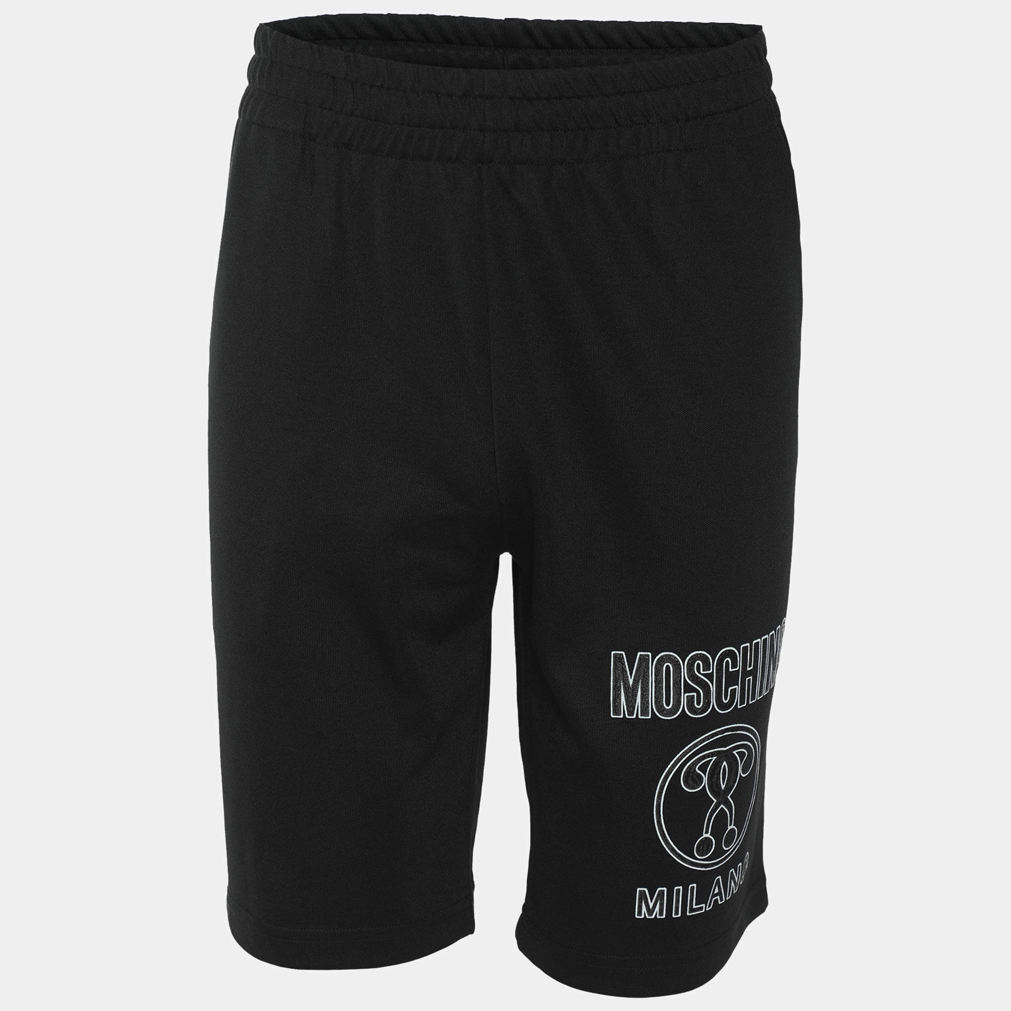 Moschino Black Jersey Logo Print Shorts M