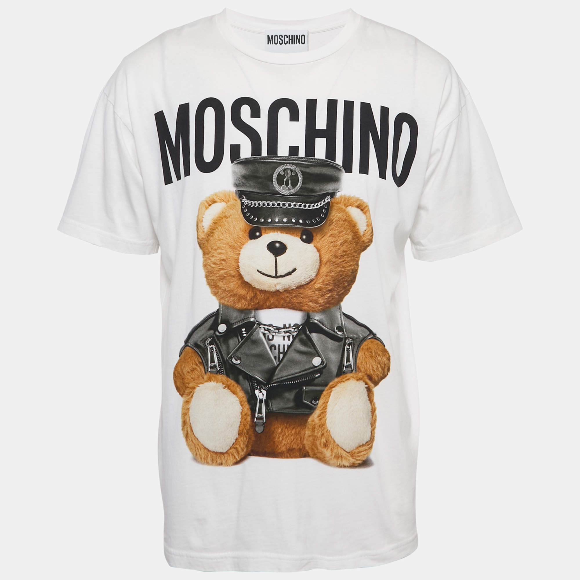 Pre Owned Moschino Couture White Circus Teddy Printed Jersey T-Shirt XL