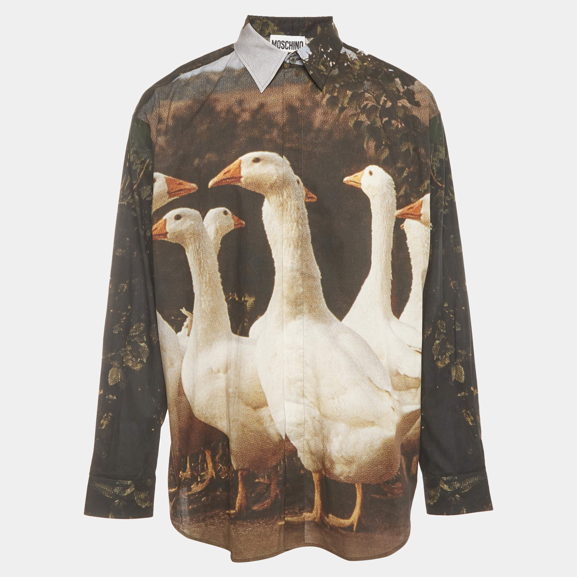 Pre Owned Moschino Couture Multicolor Goose Print Long Sleeve Louisa Shirt XL