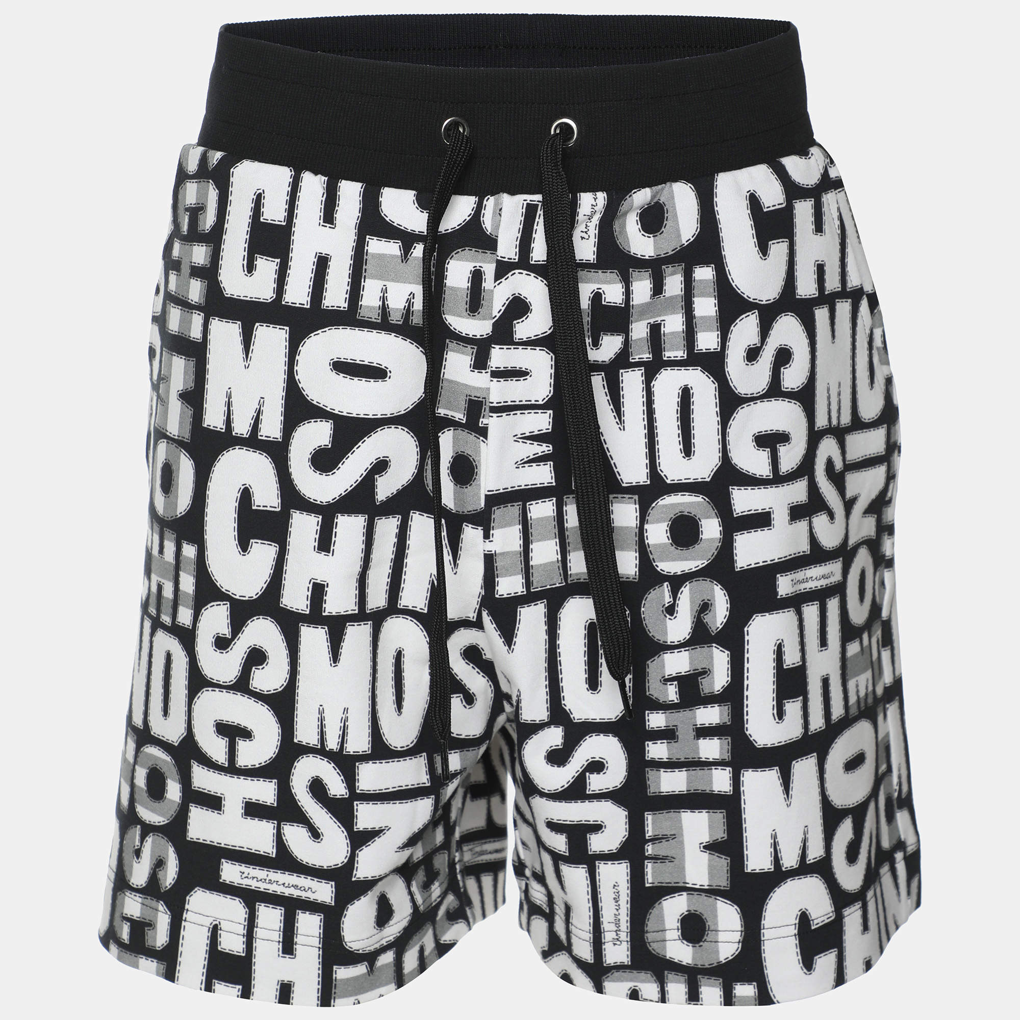 Pre Owned Moschino Underwear Multicolor Logo Printed Jersey Shorts XL