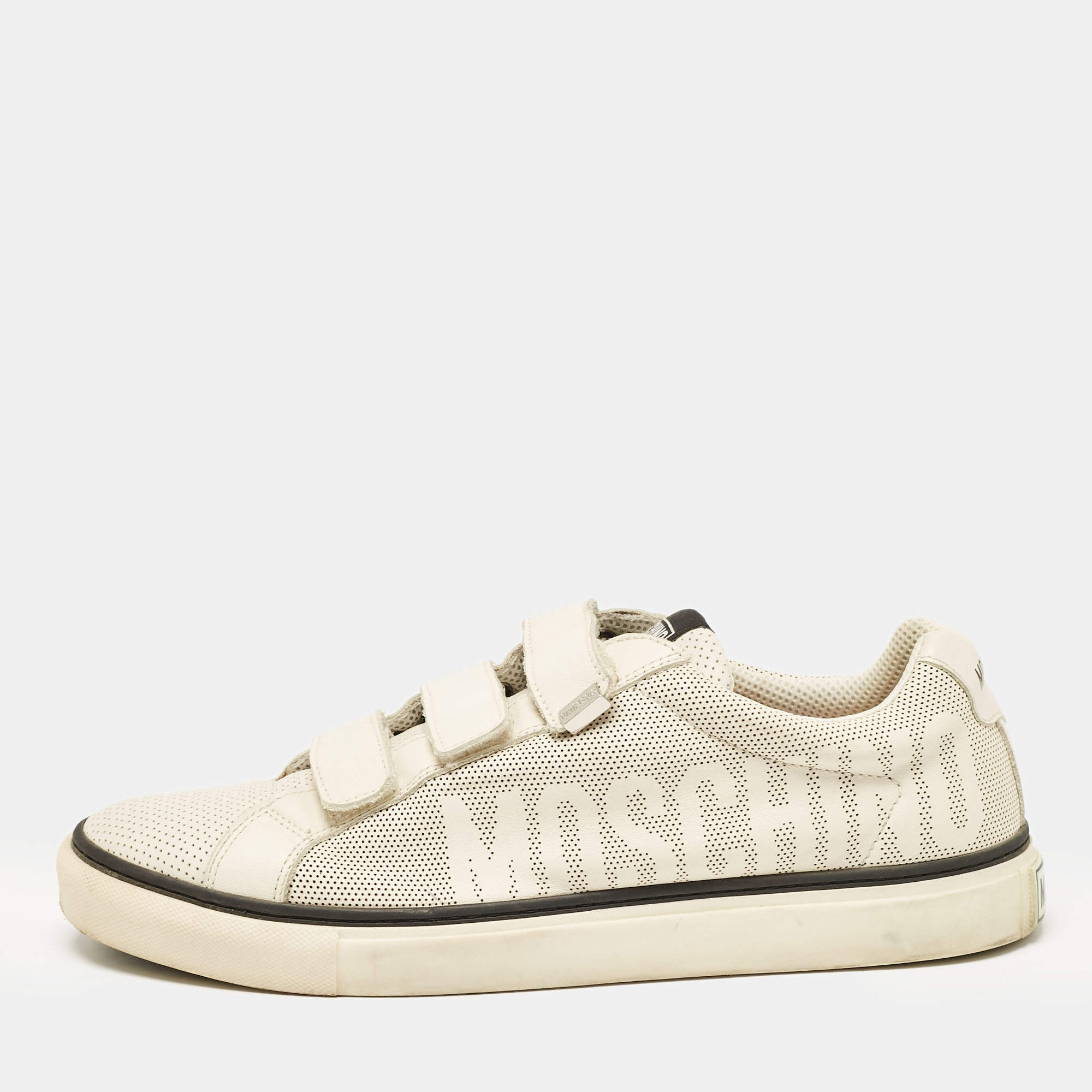 Moschino Cream Leather Slip On Sneakers Size 44