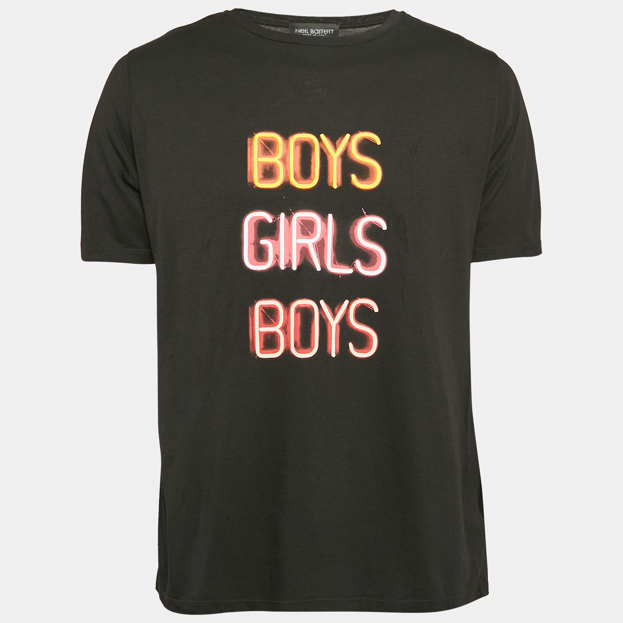 Neil Barrett Black Printed Cotton and Modal Round Neck T-Shirt M