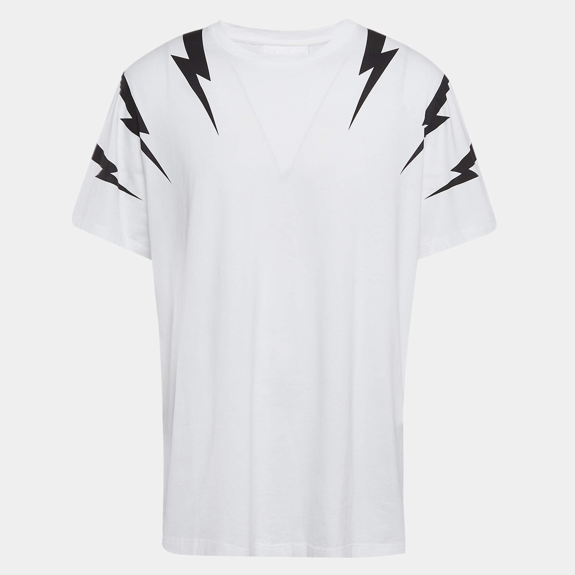 Neil Barrett White Printed Cotton Knit T-Shirt XXL