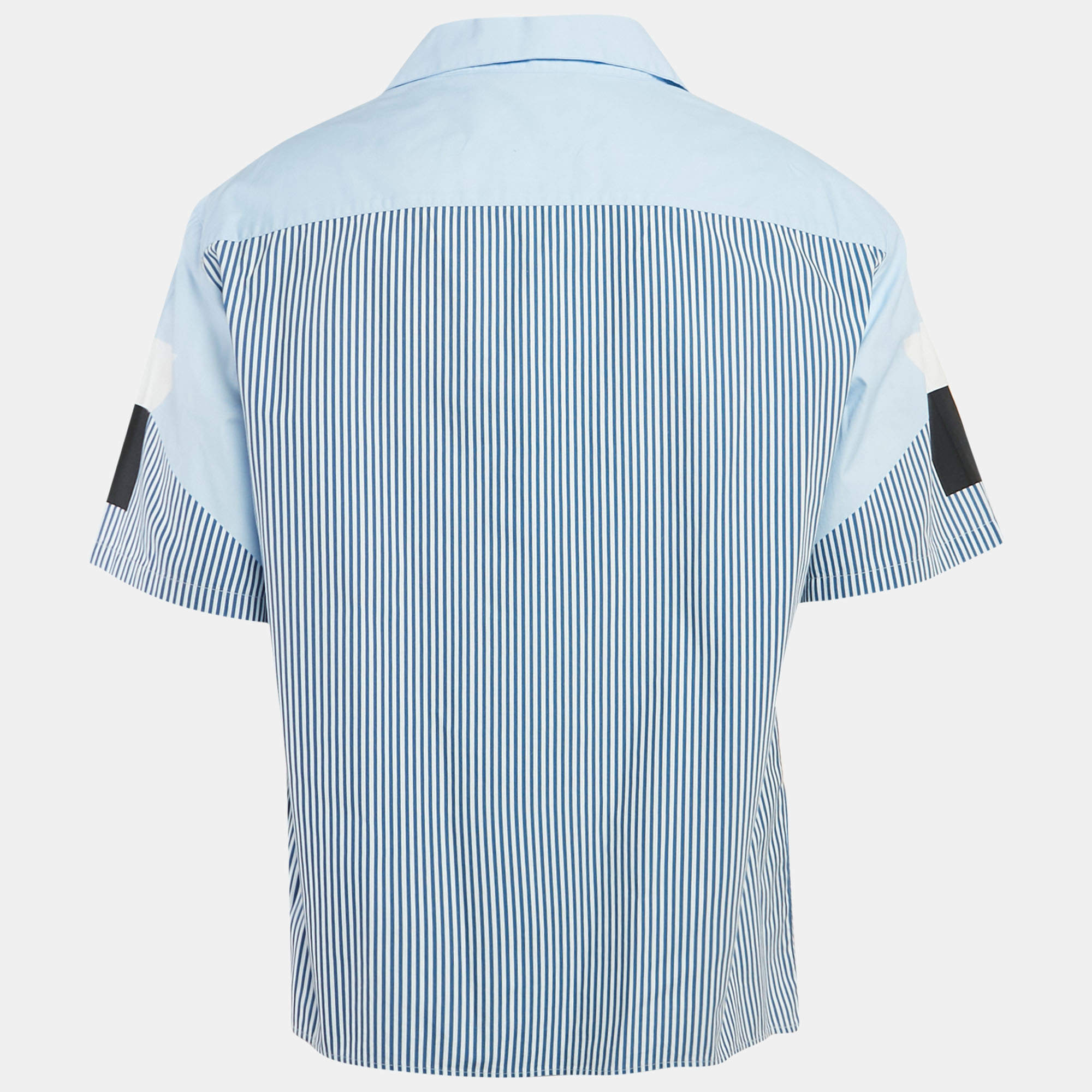 Neil Barrett Blue Geometric Print Cotton Loose Fit Shirt XL