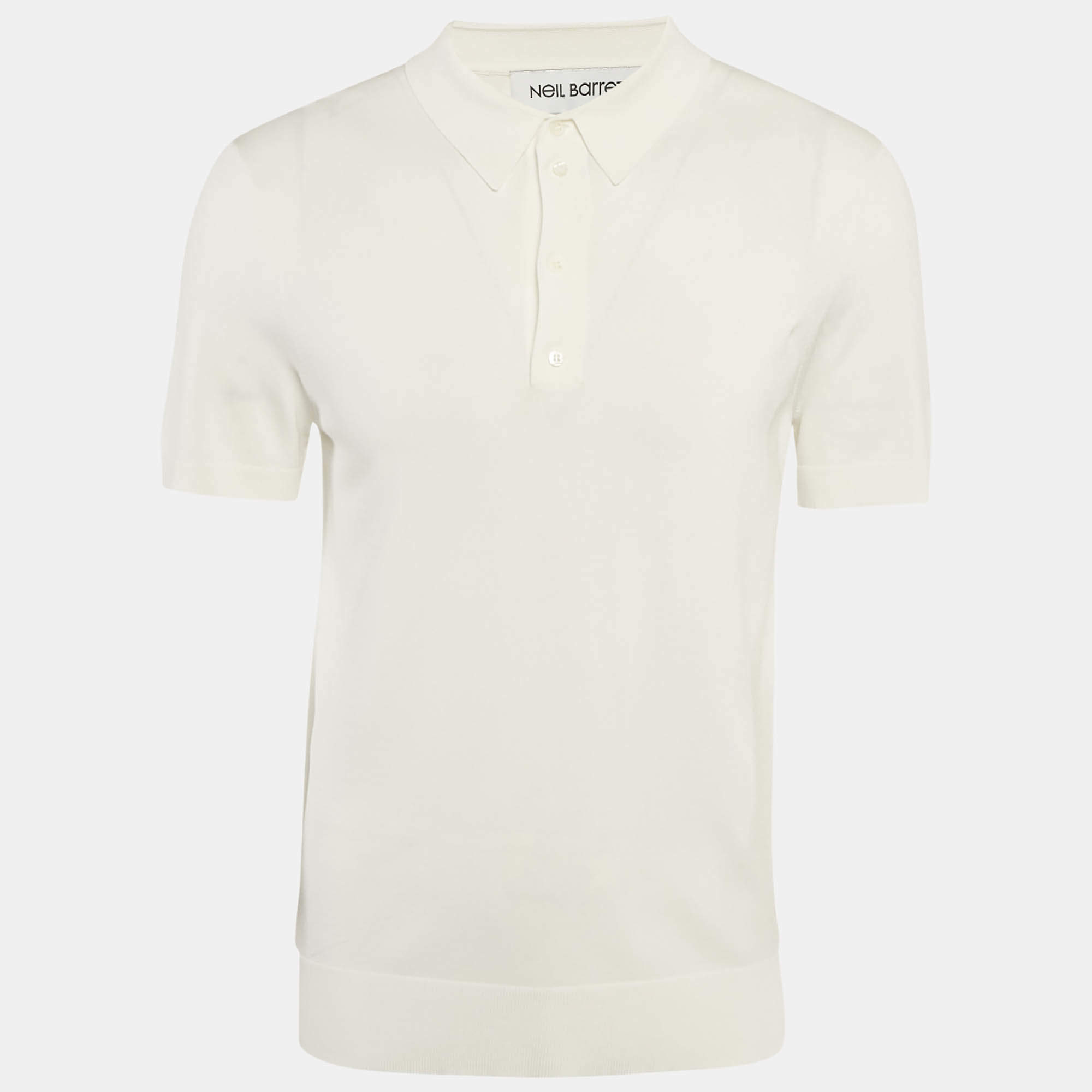 Neil Barrett White Jersey Polo T-Shirt L