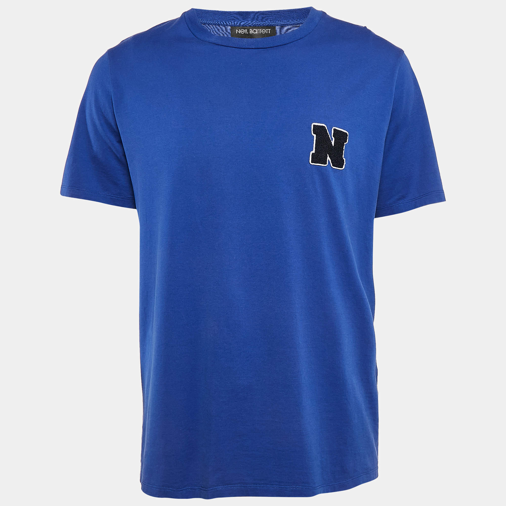Neil Barrett Blue N Applique Jersey Crewneck T-Shirt L
