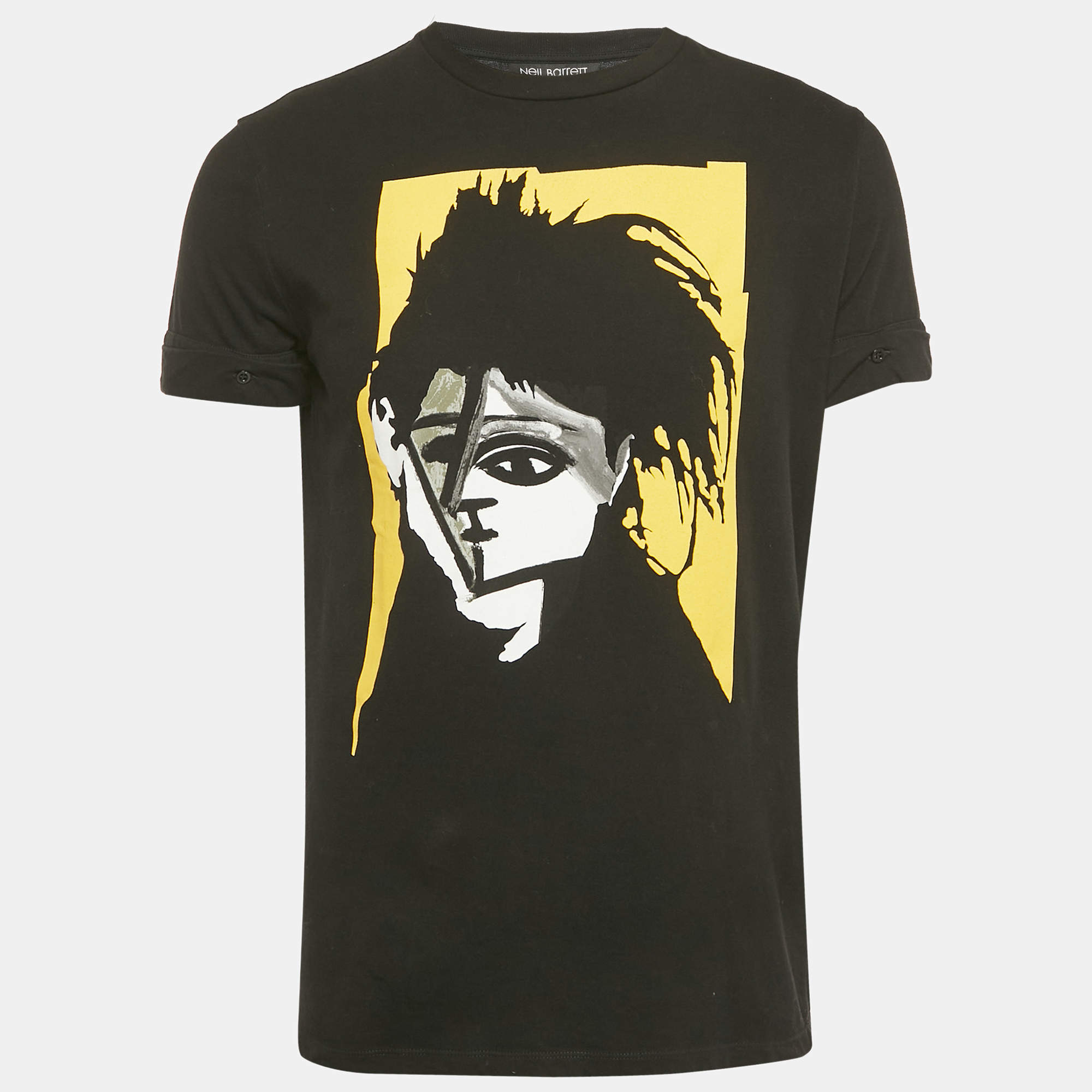 Pre Owned تي شيرت نيل باريت ياقة دائرية قطن بيكاسو مطبوع أسود مقاس صغير (سمول)