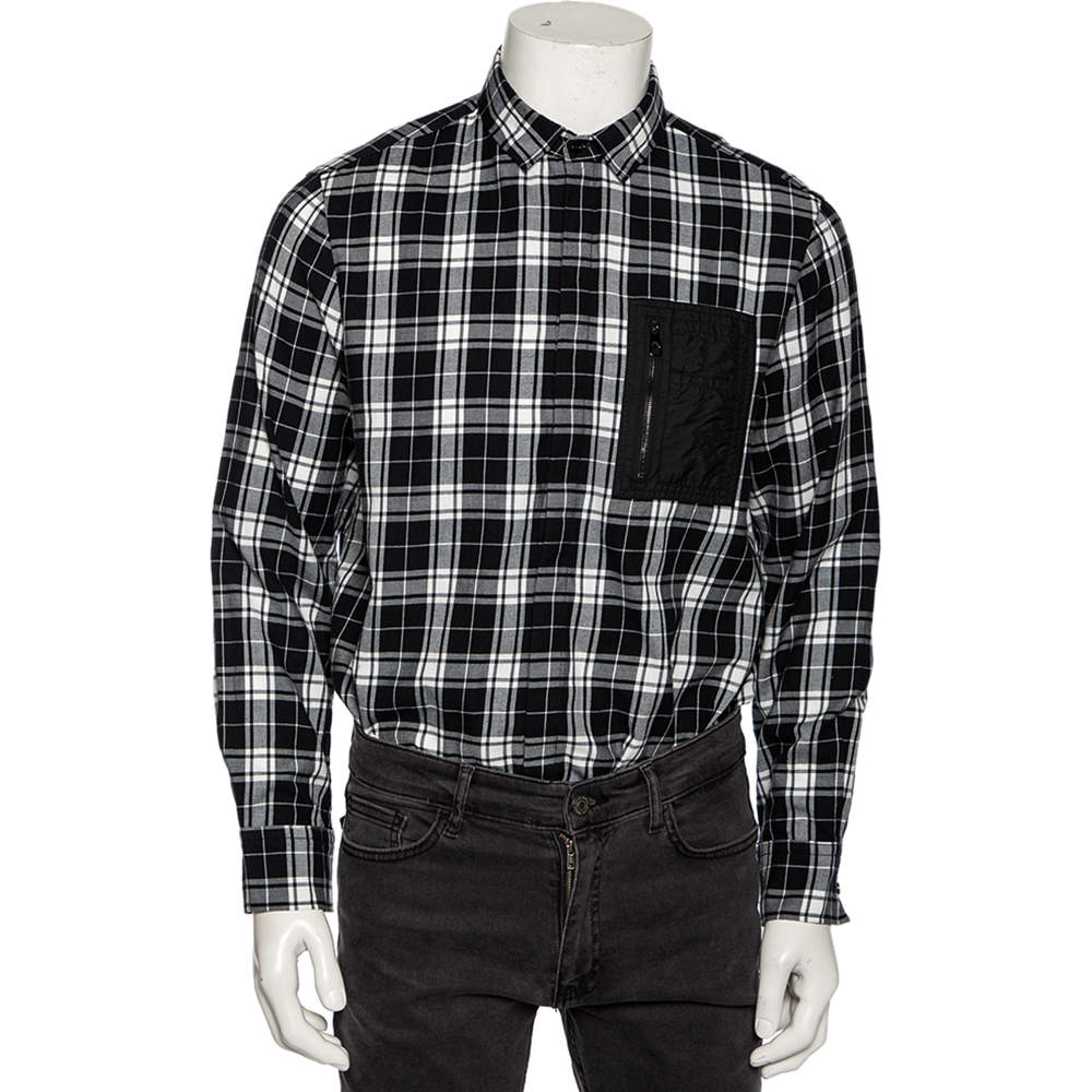 مملوكة مسبقًا قميص نيل باريت قطن صناعي منقوش أسود بقصة فضفاضة مقاس متوسط - ميديوم