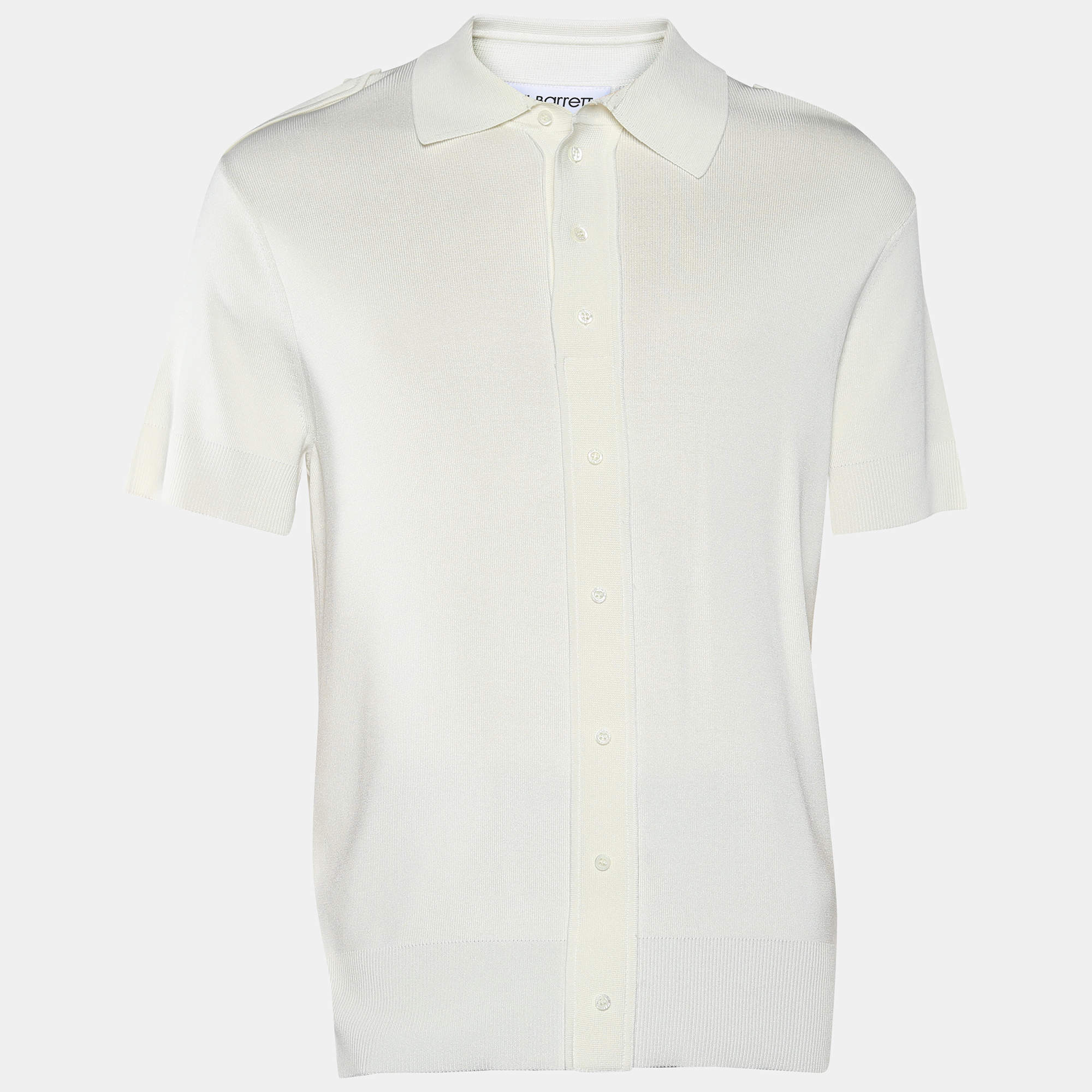 Neil Barrett Off-White Rib Knit Short Sleeve Polo T-Shirt XL
