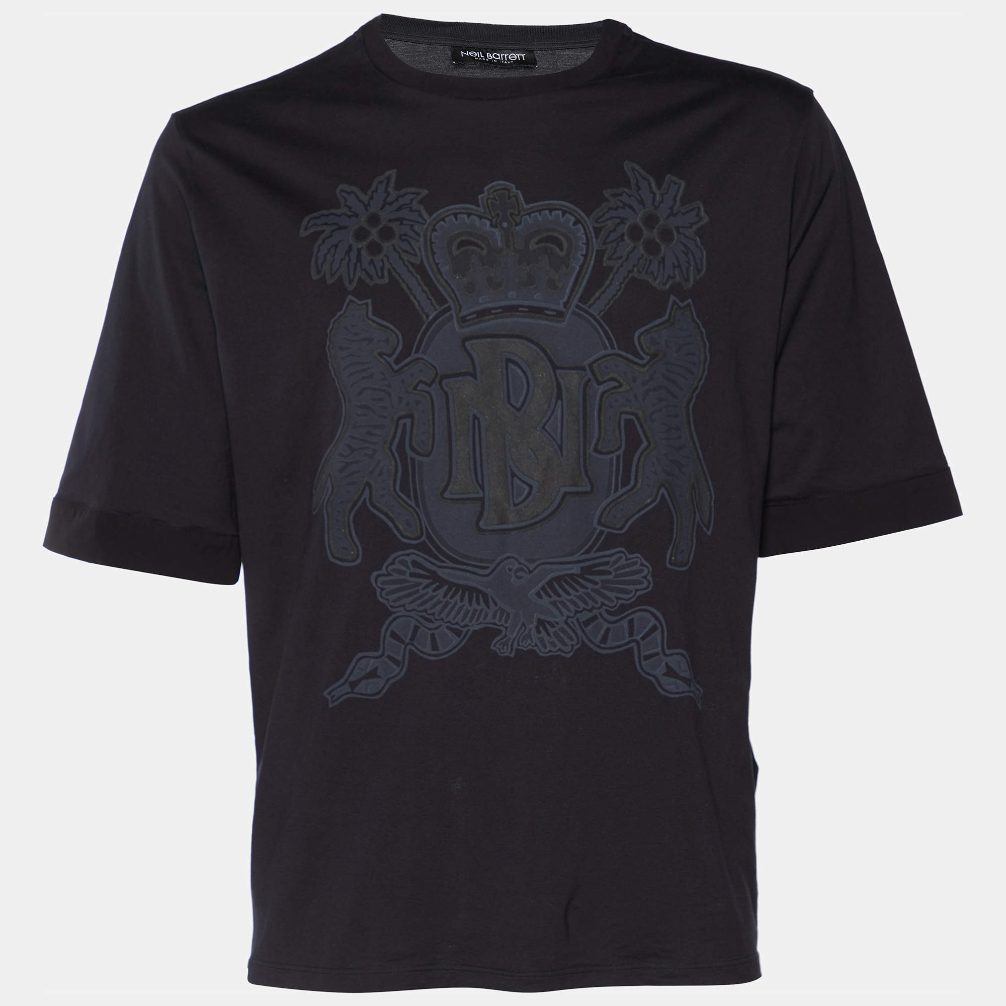 Neil Barrett Black Logo Printed Cotton T Shirt M