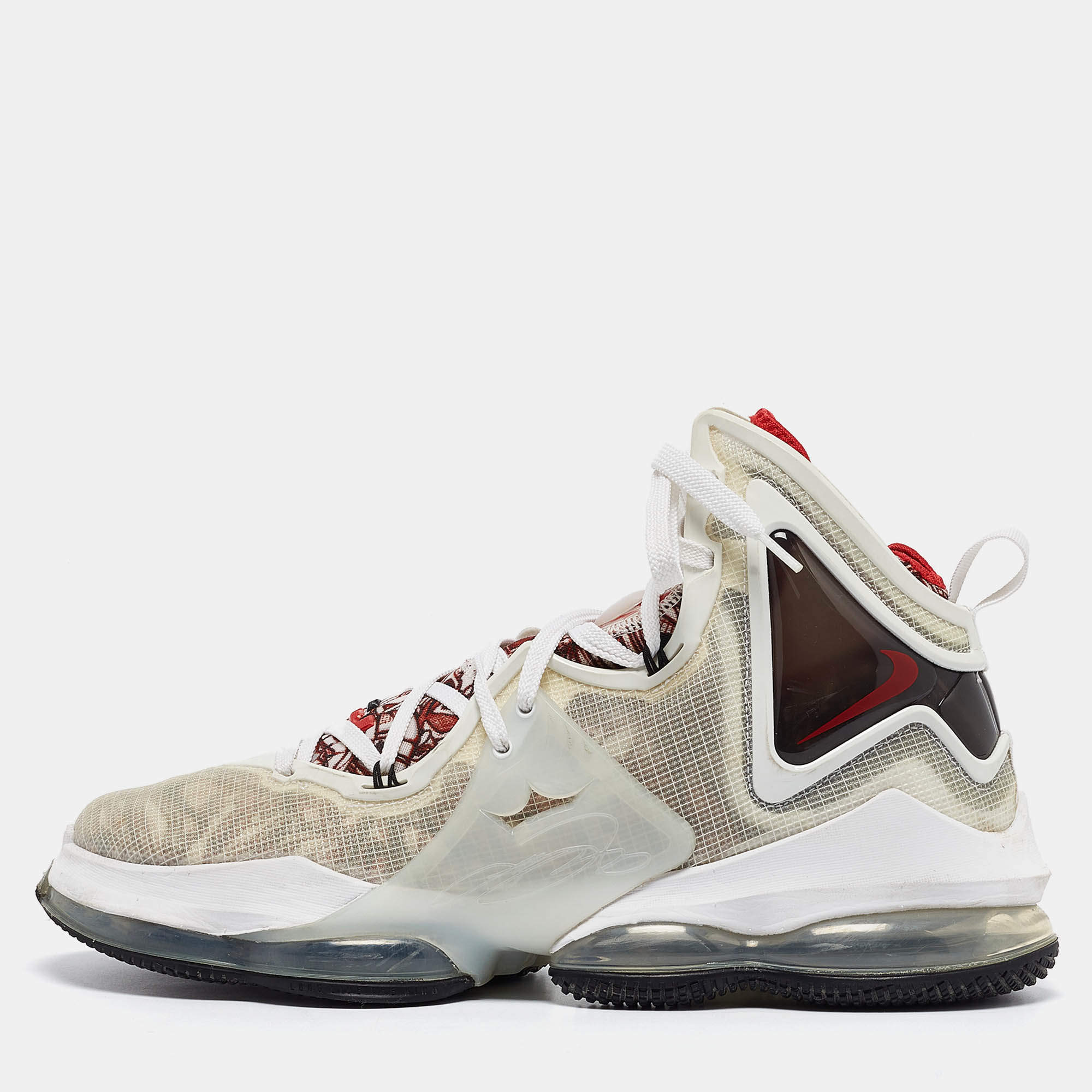 Nike LeBron White Mesh and Rubber 19 Sketch Sneakers Size 47.5