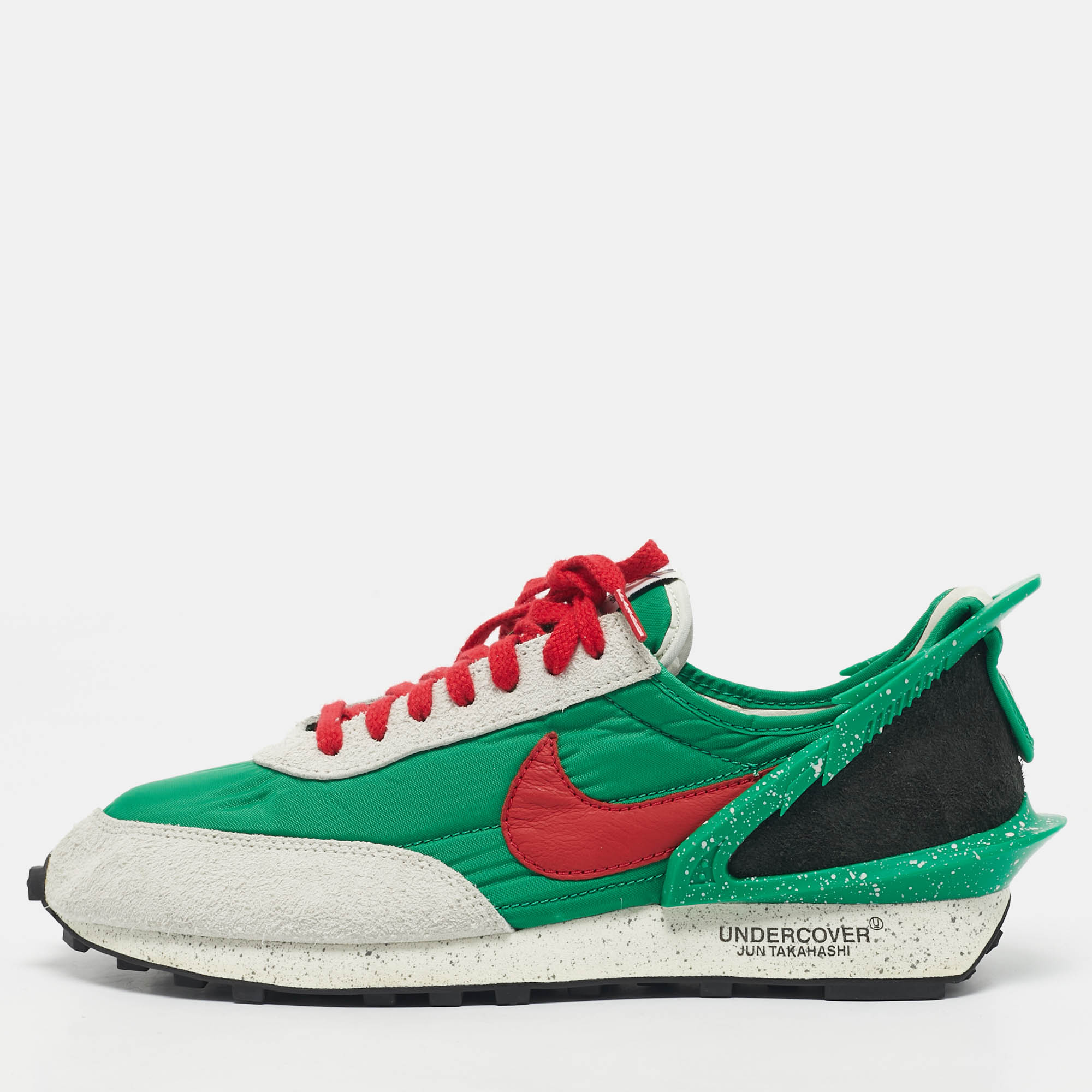 Pre Owned Nike x Undercover Multicolor Nylon and Suede Daybreak Lucky Green Red Sneakers Size 45.5