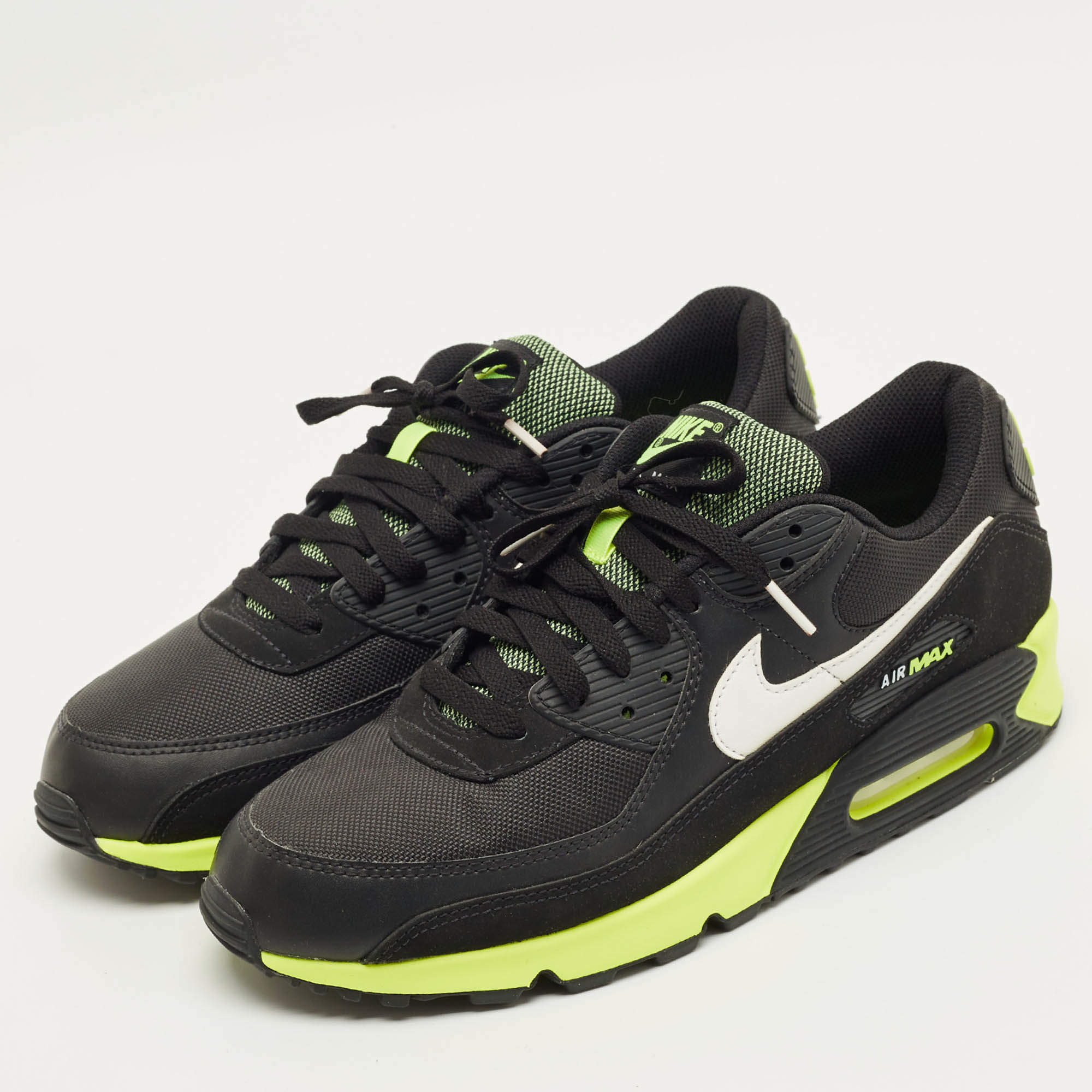 Air Jordans Black Canvas and Nubuck Leather Air Max 90 Black Hot