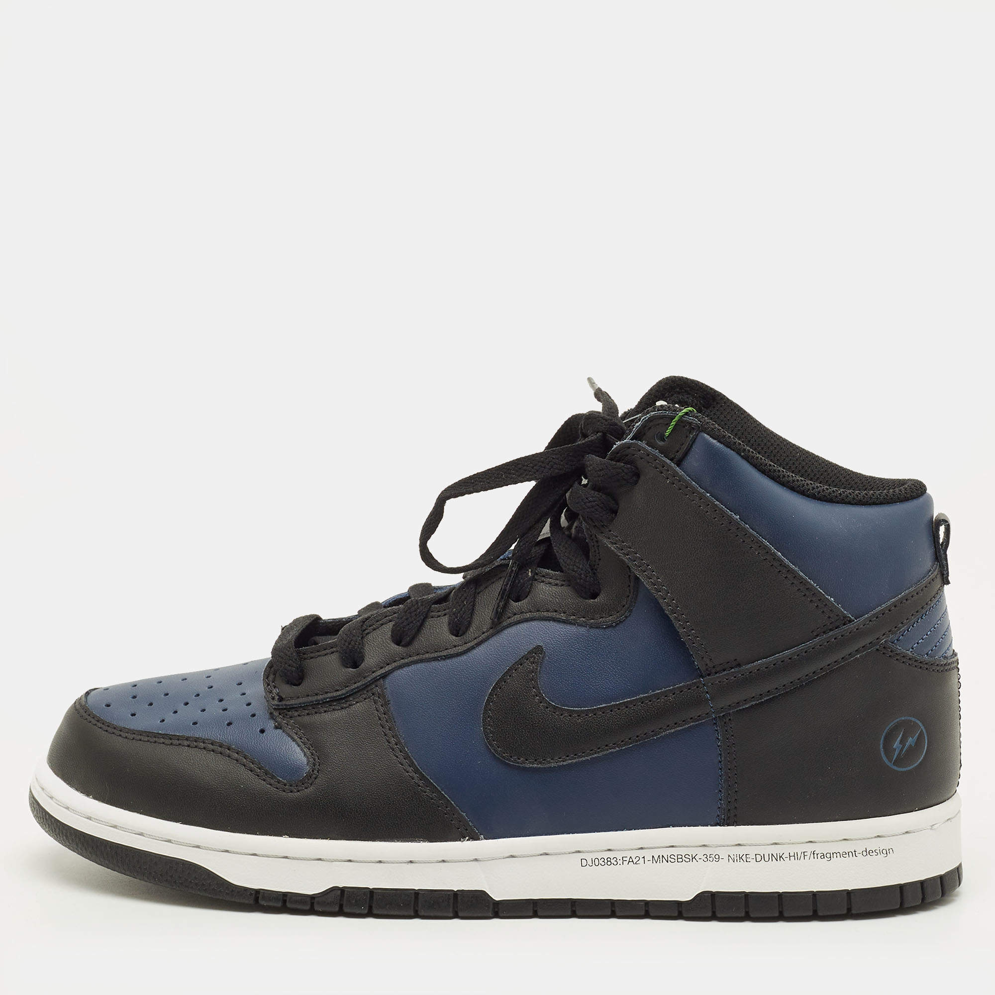 Pre Owned Nike Dunk Fragment Tokyo Size 45 Black/Blue Leather High Top Sneakers