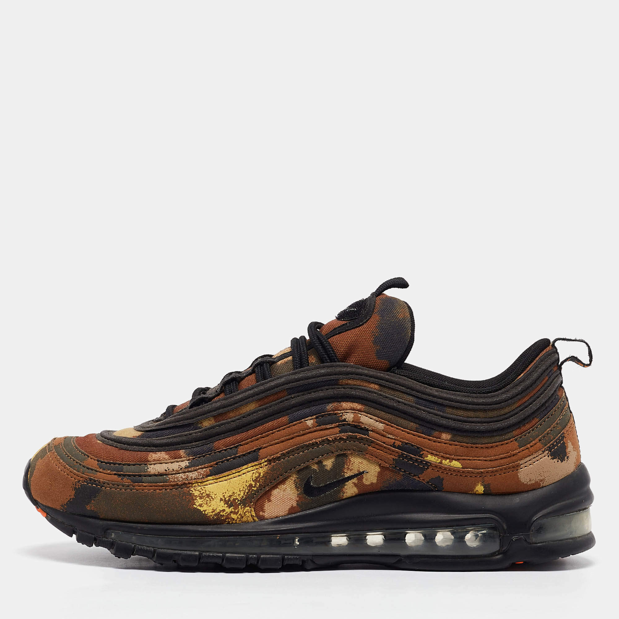 Nike Brown Black Leather and Canvas Air Max 97 Country Camo Sneakers Size 45 Nike TLC