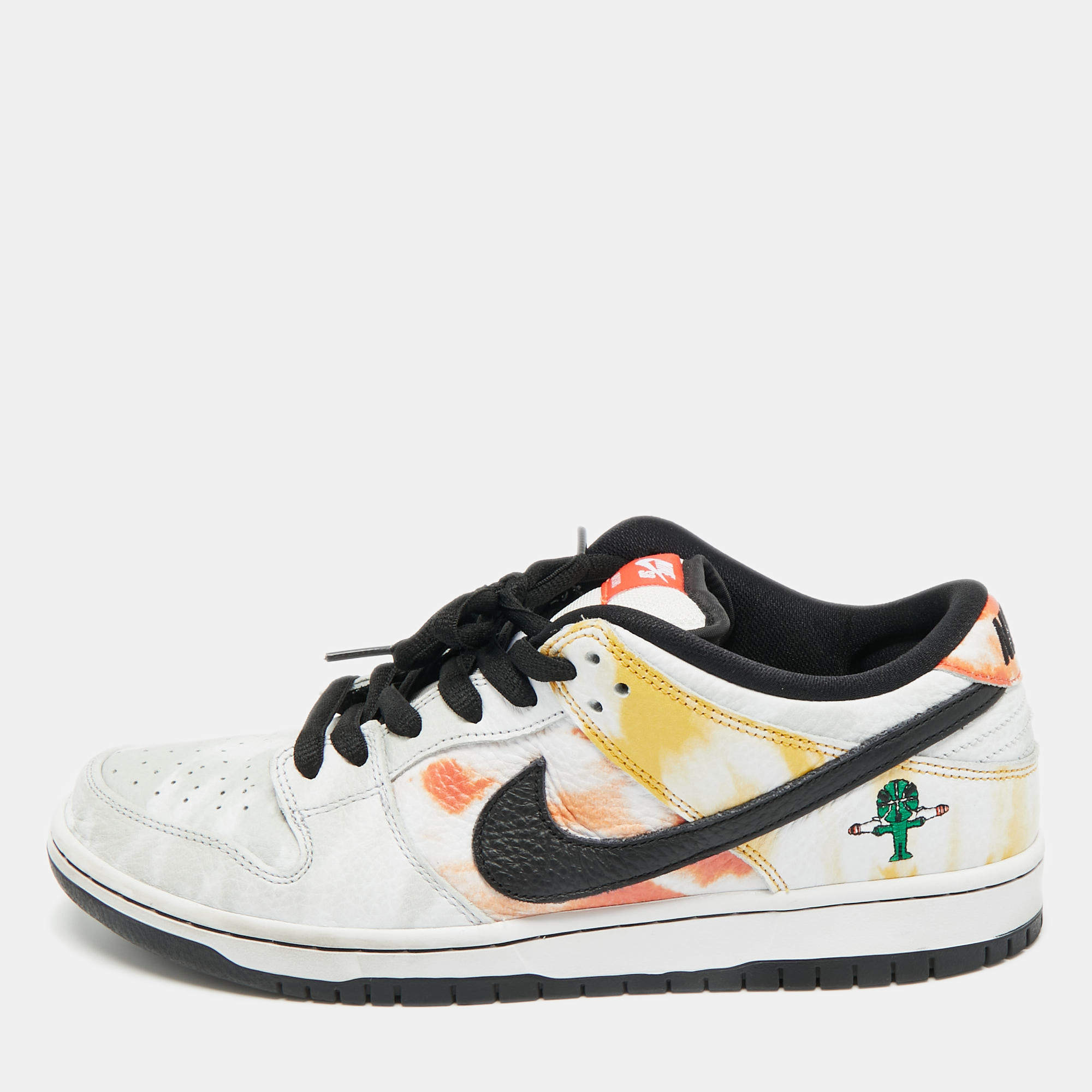 Pre Owned Nike Multicolor Leather SB Dunk Low Raygun Tie-Dye Sneakers Size 44.5