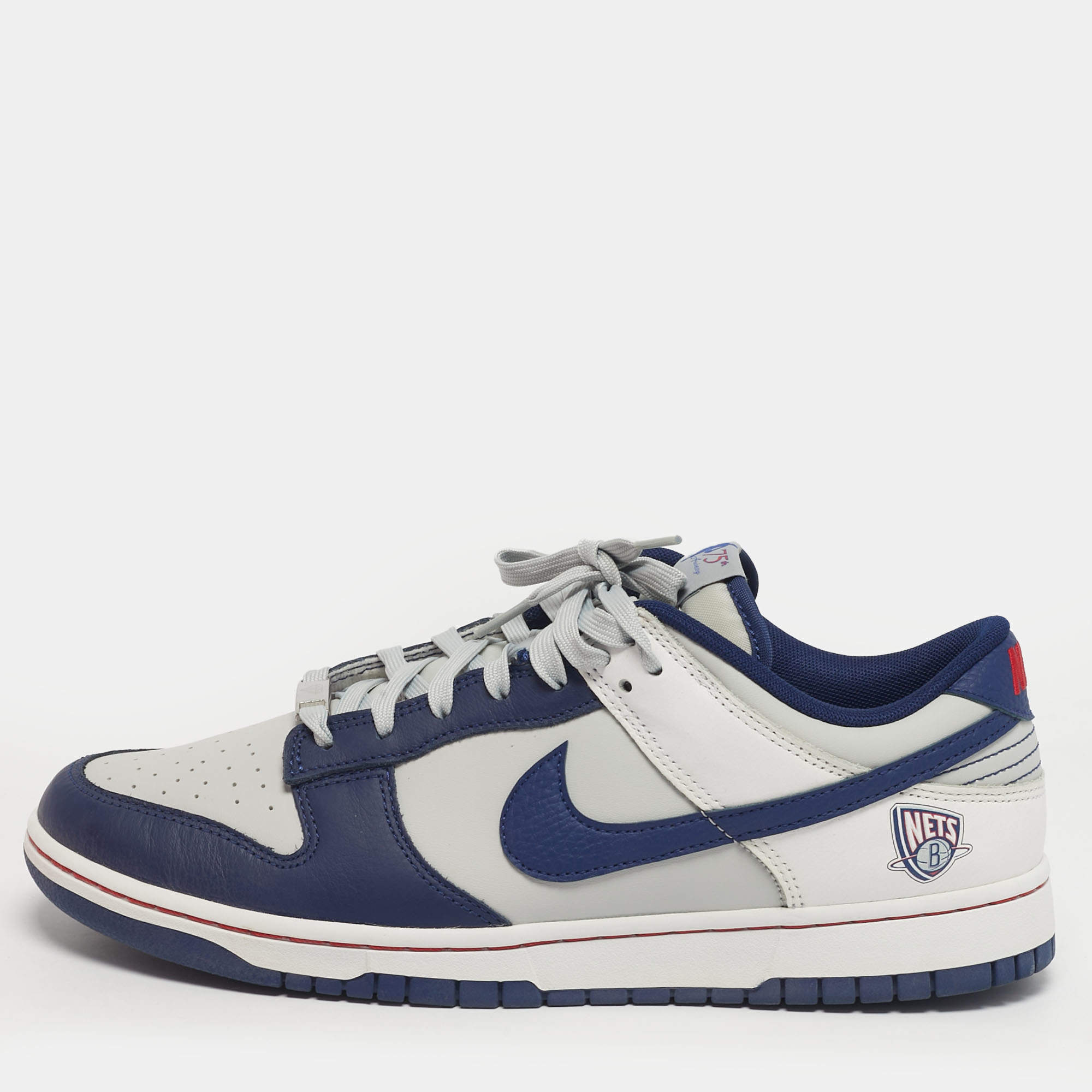 مملوكة مسبقًا Nike Dunk EMB NBA 75th Anniversary Brooklyn Nets Size 45 Multicolor Leather Low Top Sneakers