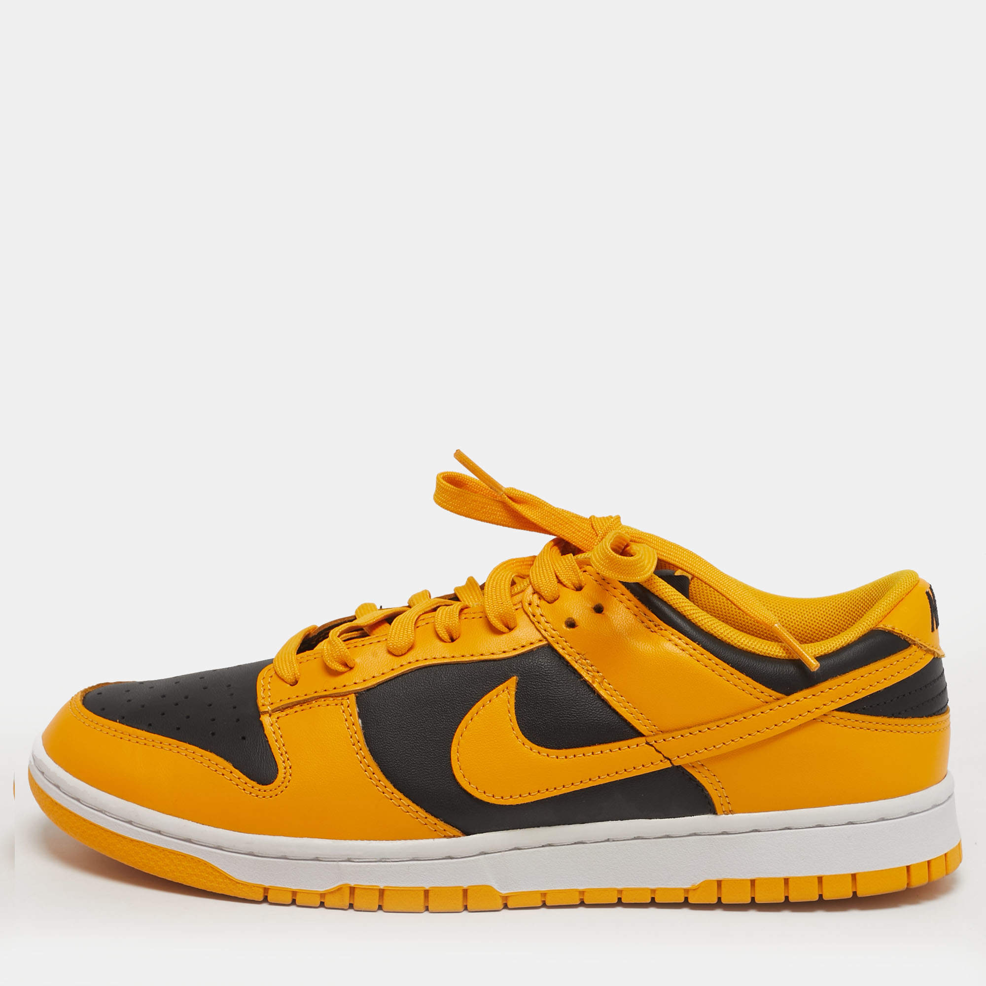 Pre Owned Nike Dunk Championship Goldenrod Size 45 Yellow/Black Leather Low Top Sneakers