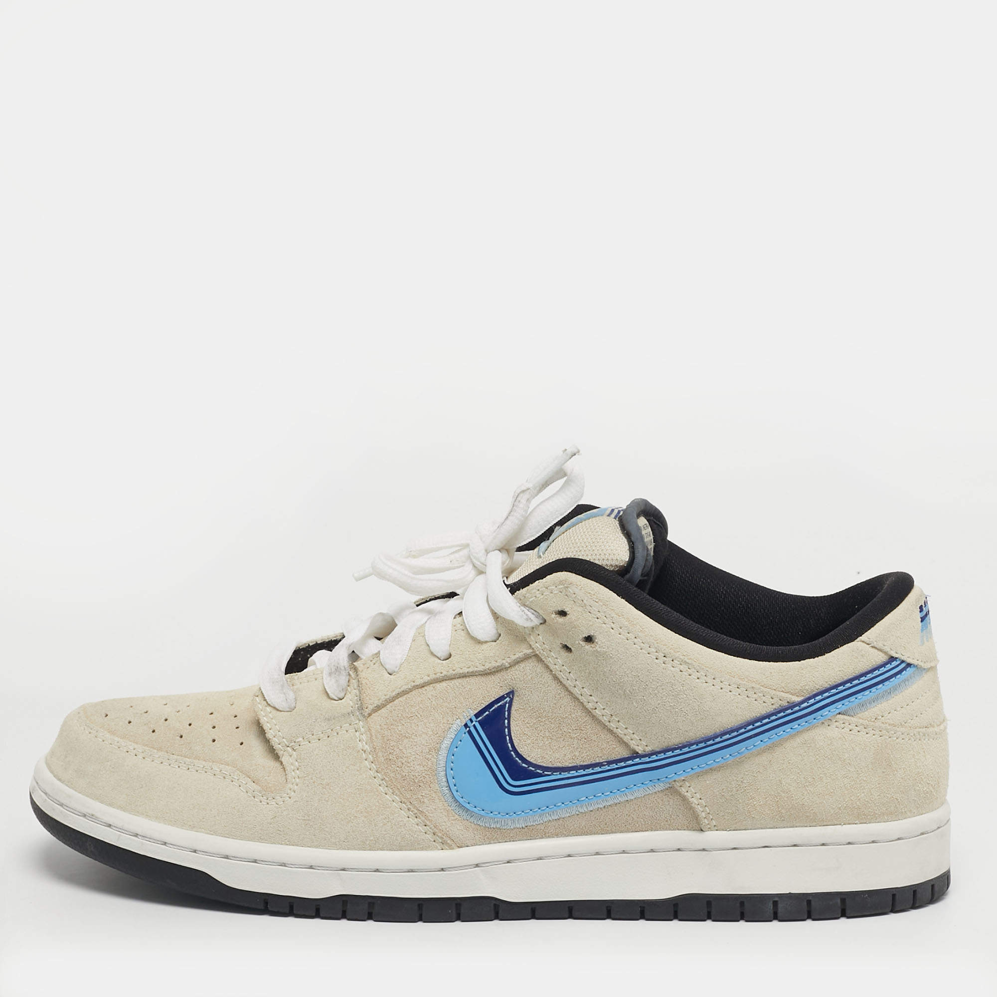 مملوكة مسبقًا Nike SB Dunk Truck It Size 45 Cream/Blue Suede and Patent Leather Low Top Sneakers
